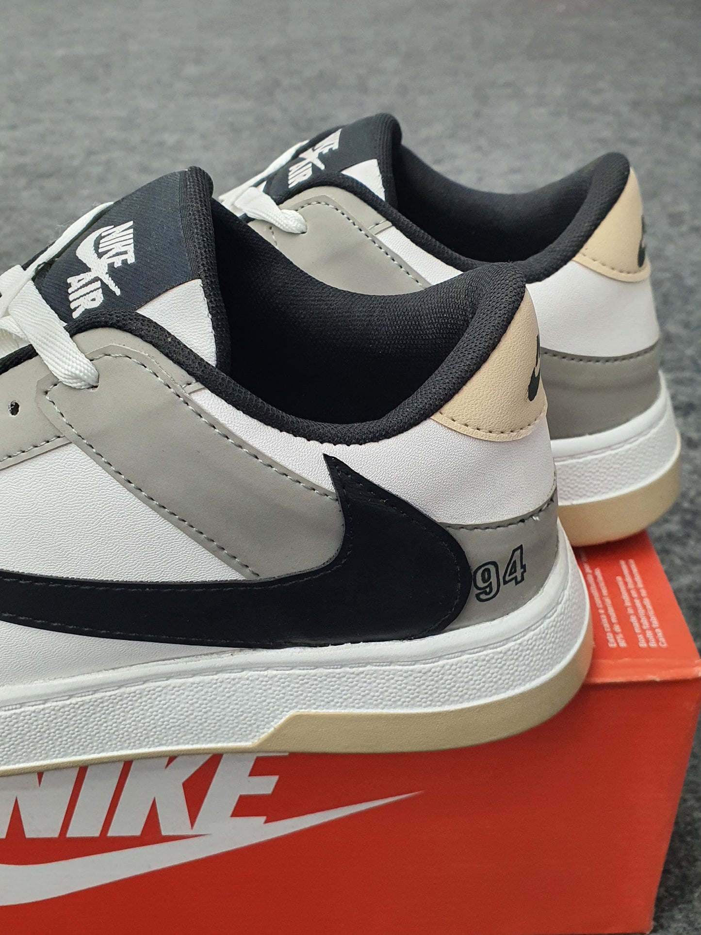 White Gray Beige and Black | Low-Top Air Jordan