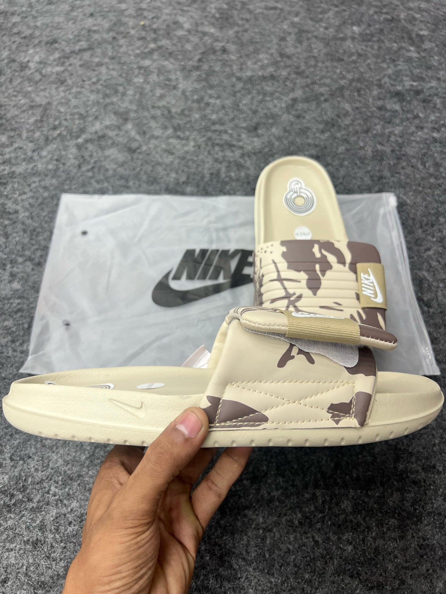 Beige and Brown | Strap Slides