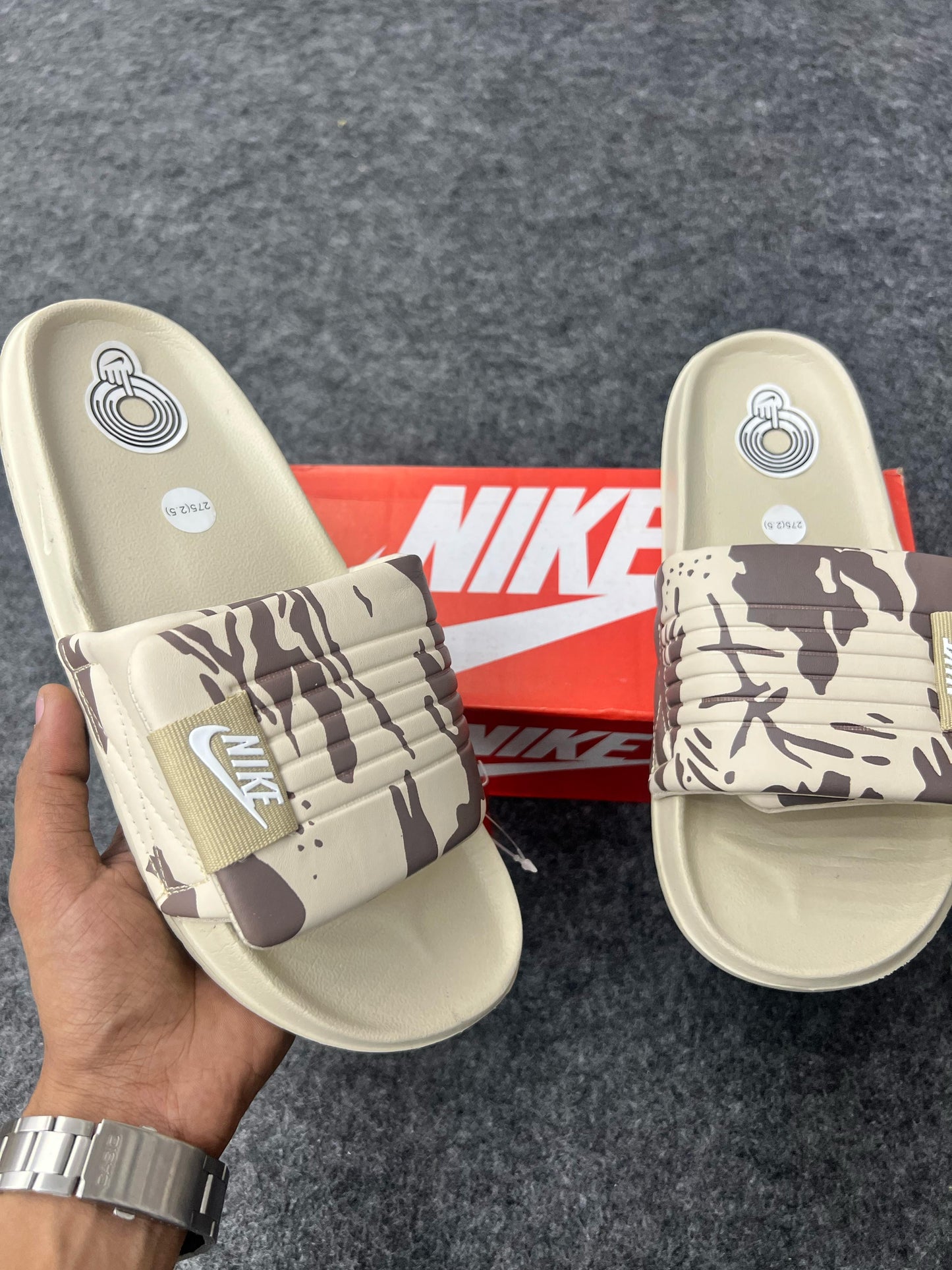 Beige and Brown | Strap Slides