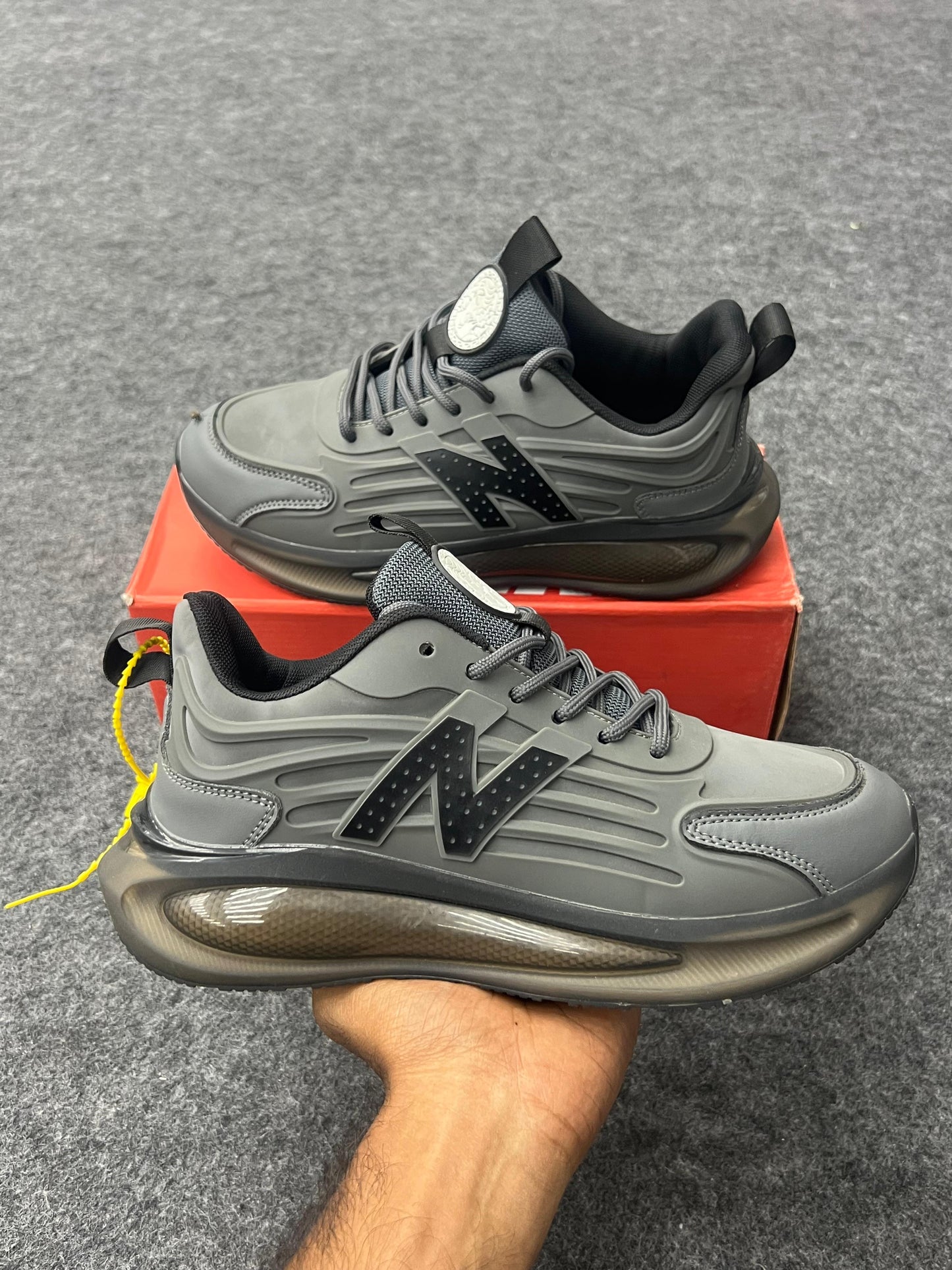 Sleek Grey Air-Cushion Sneakers