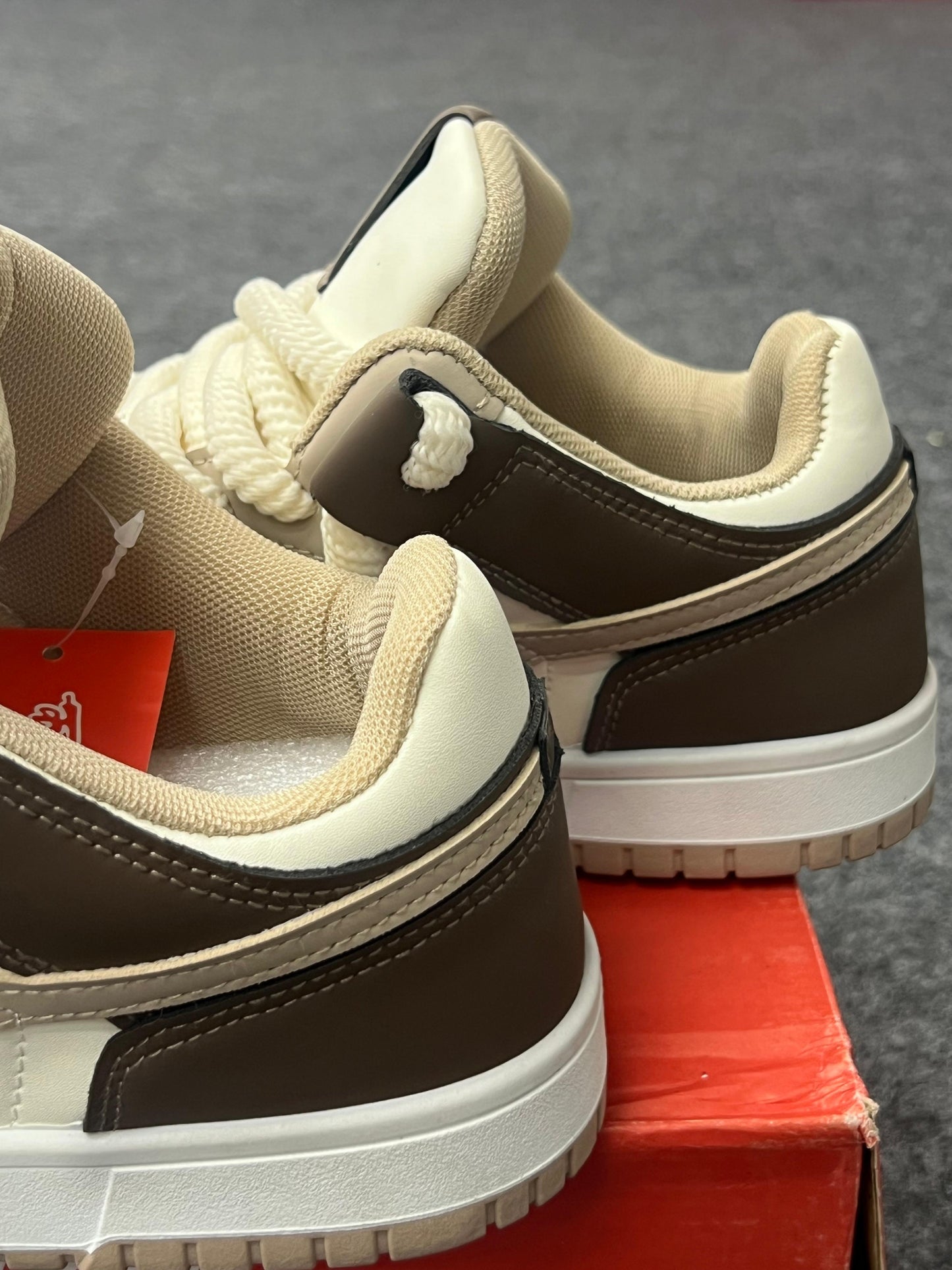 Cream & Brown Street-Style Sneakers