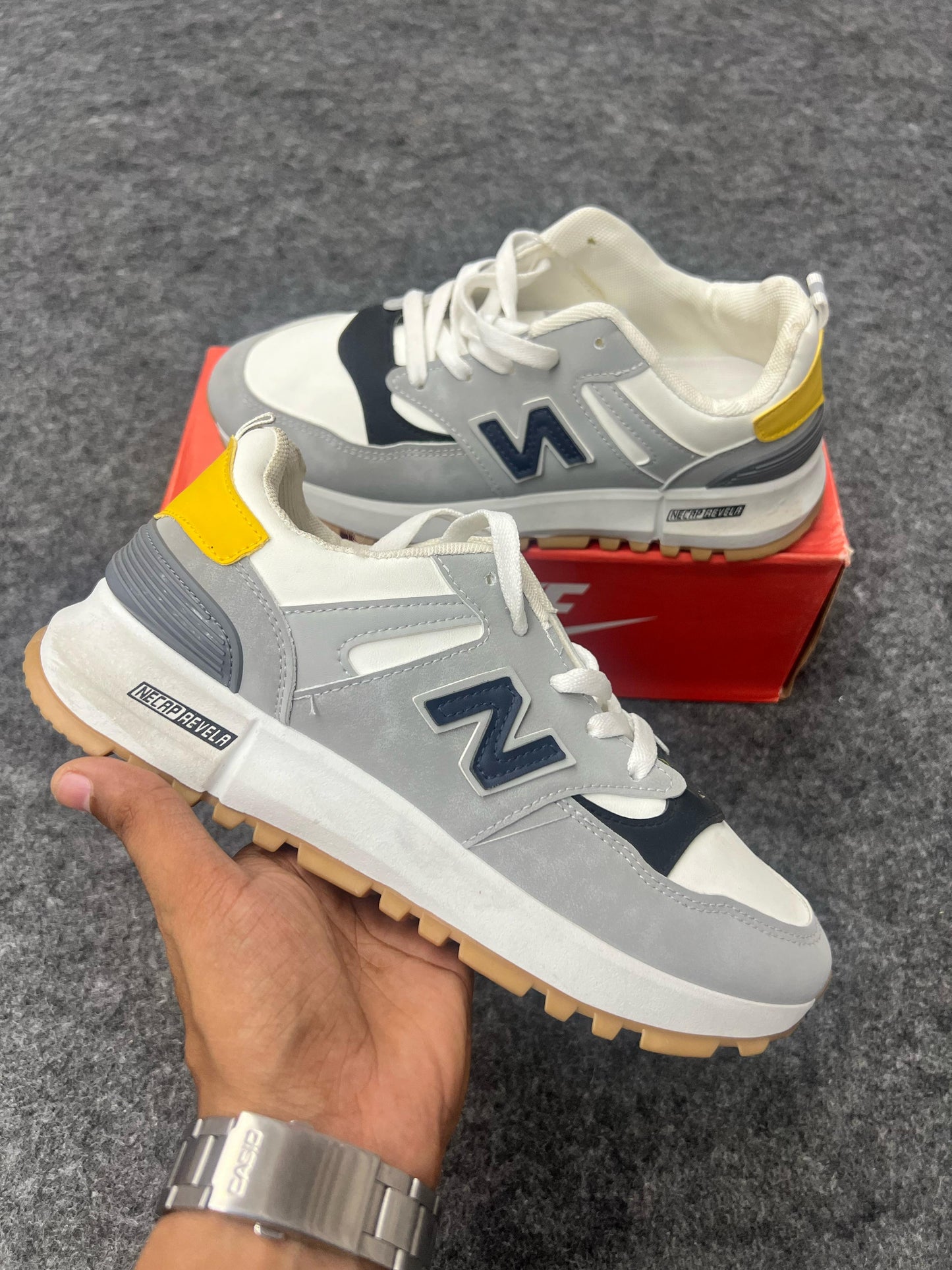 Sporty Grey & Navy Sneakers