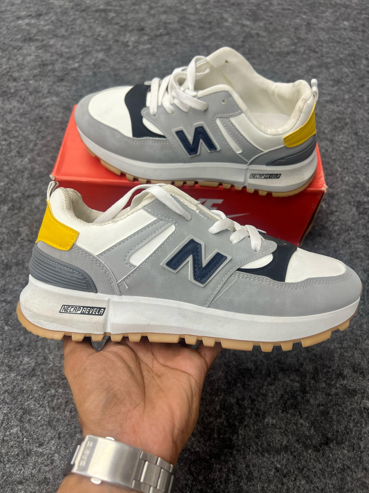 Sporty Grey & Navy Sneakers