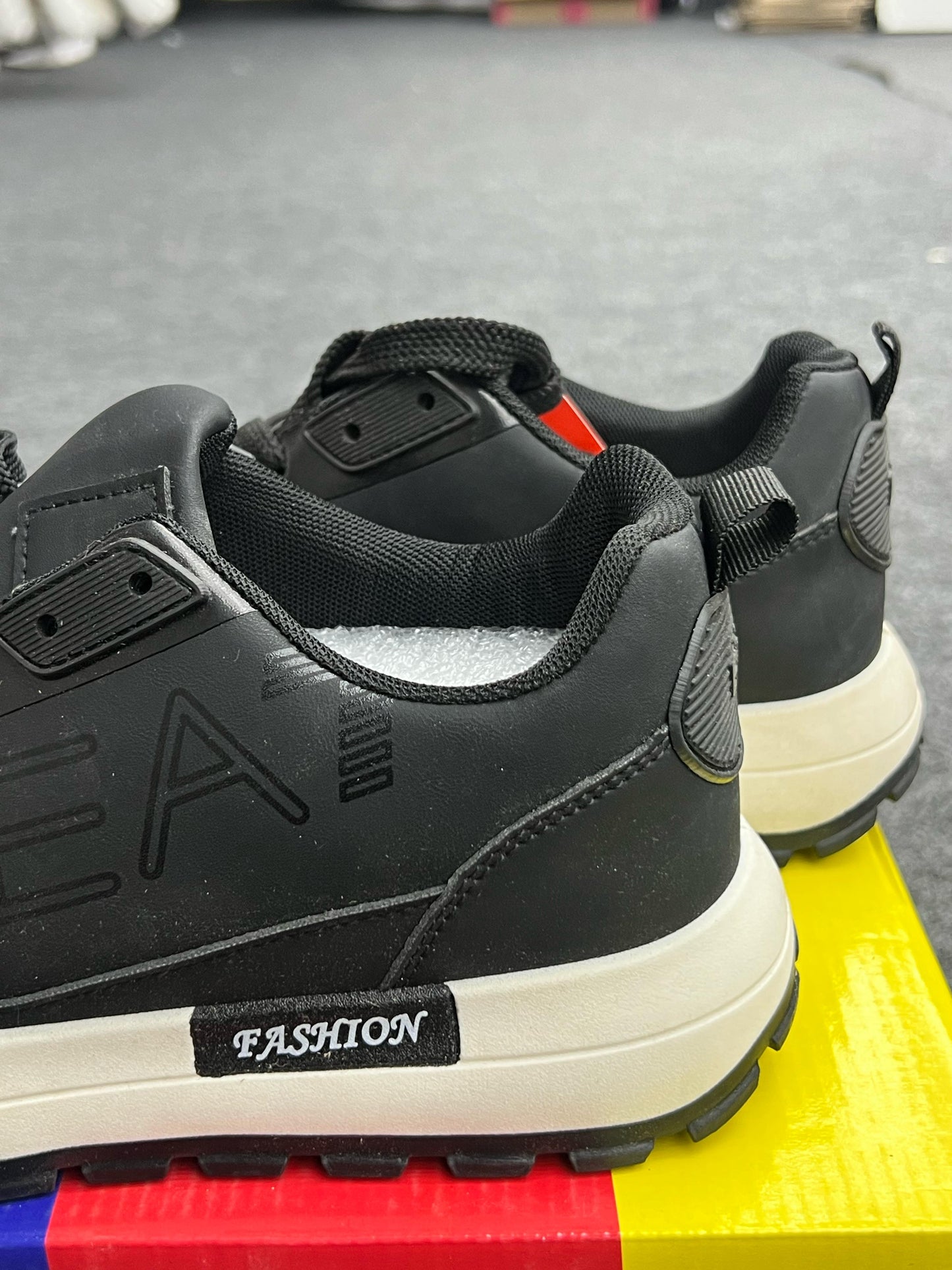 EA7-Inspired Black Sneakers