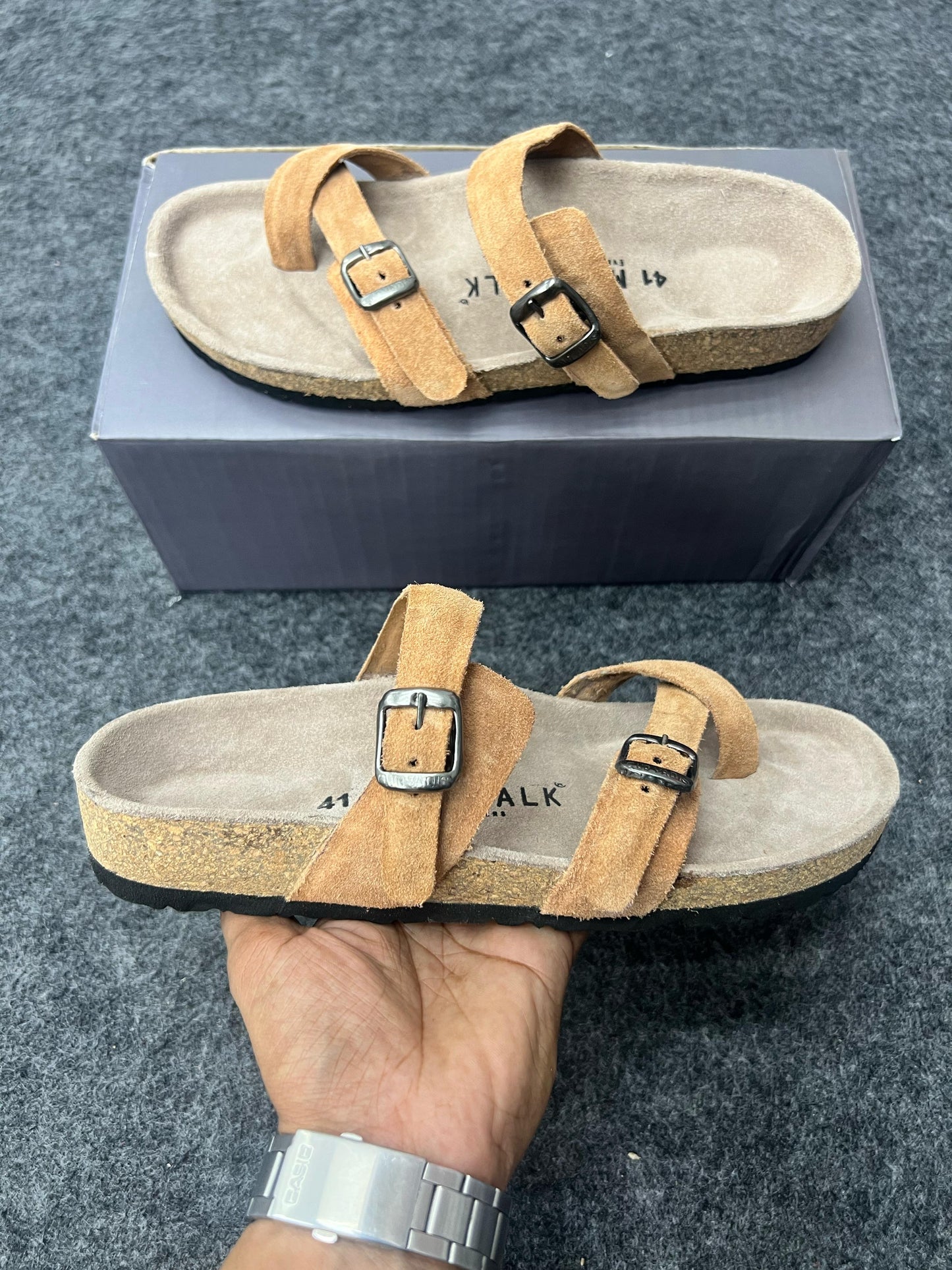 Suede Buckle Sandals