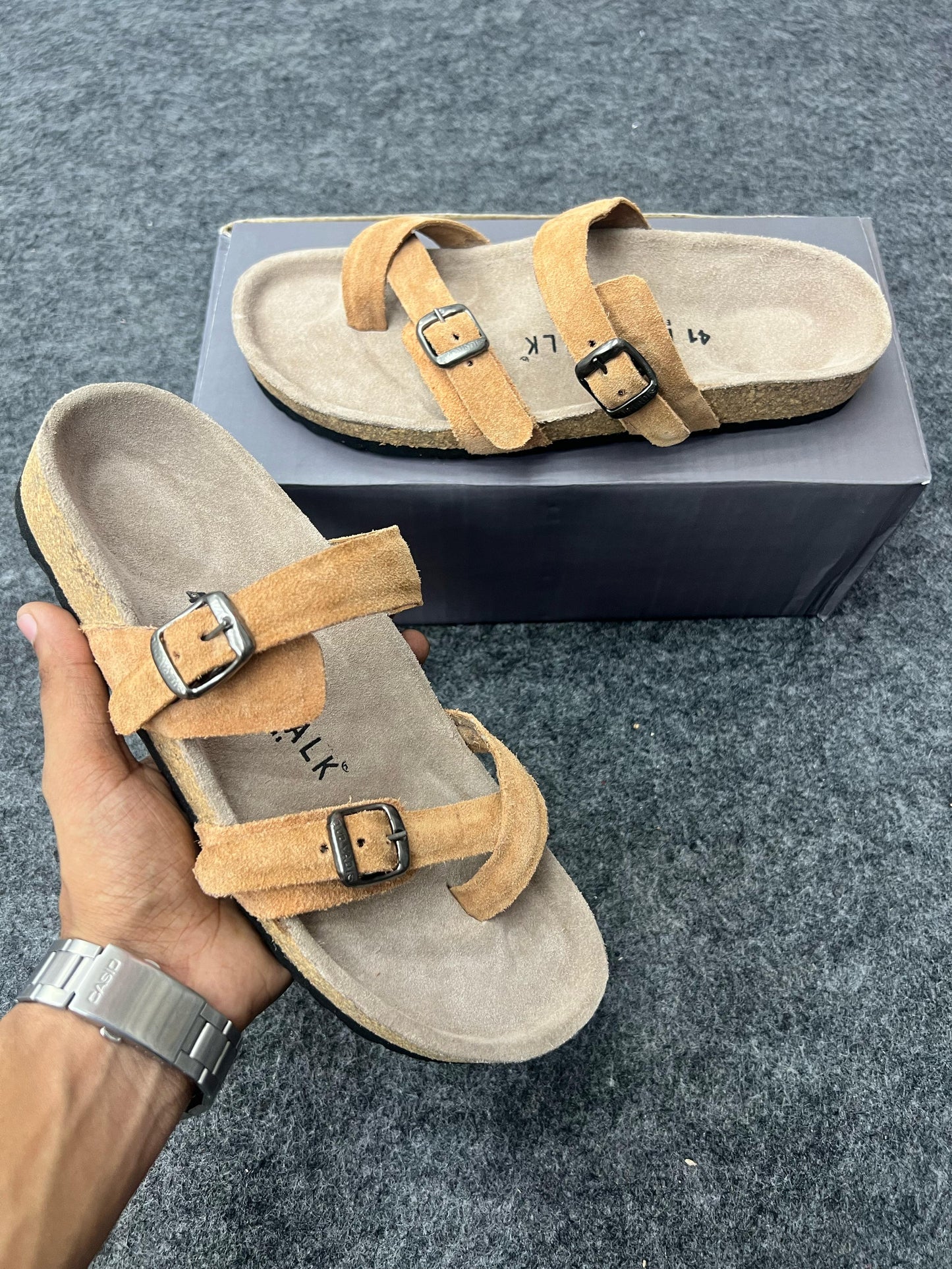 Suede Buckle Sandals