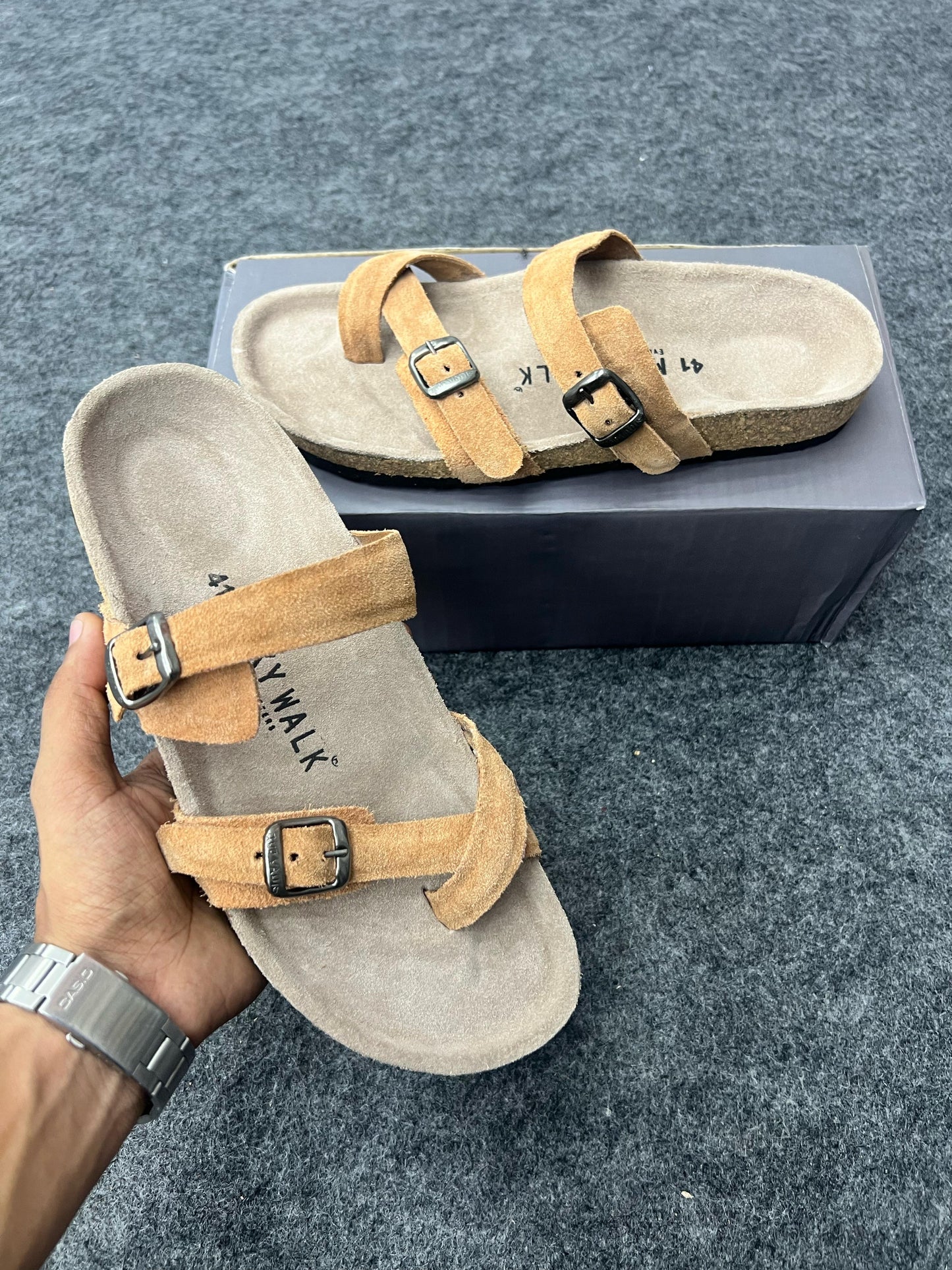 Suede Buckle Sandals