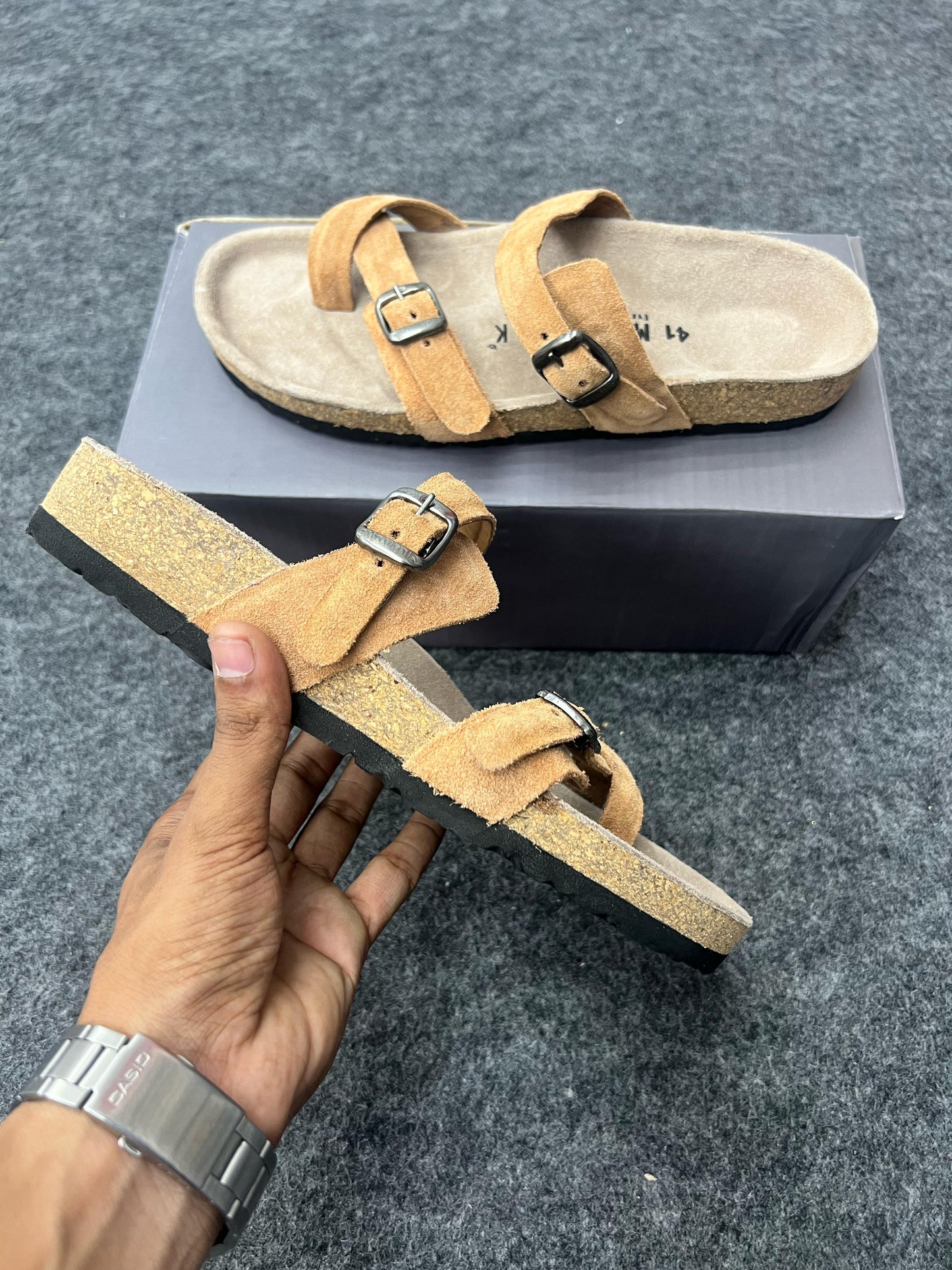 Suede Buckle Sandals