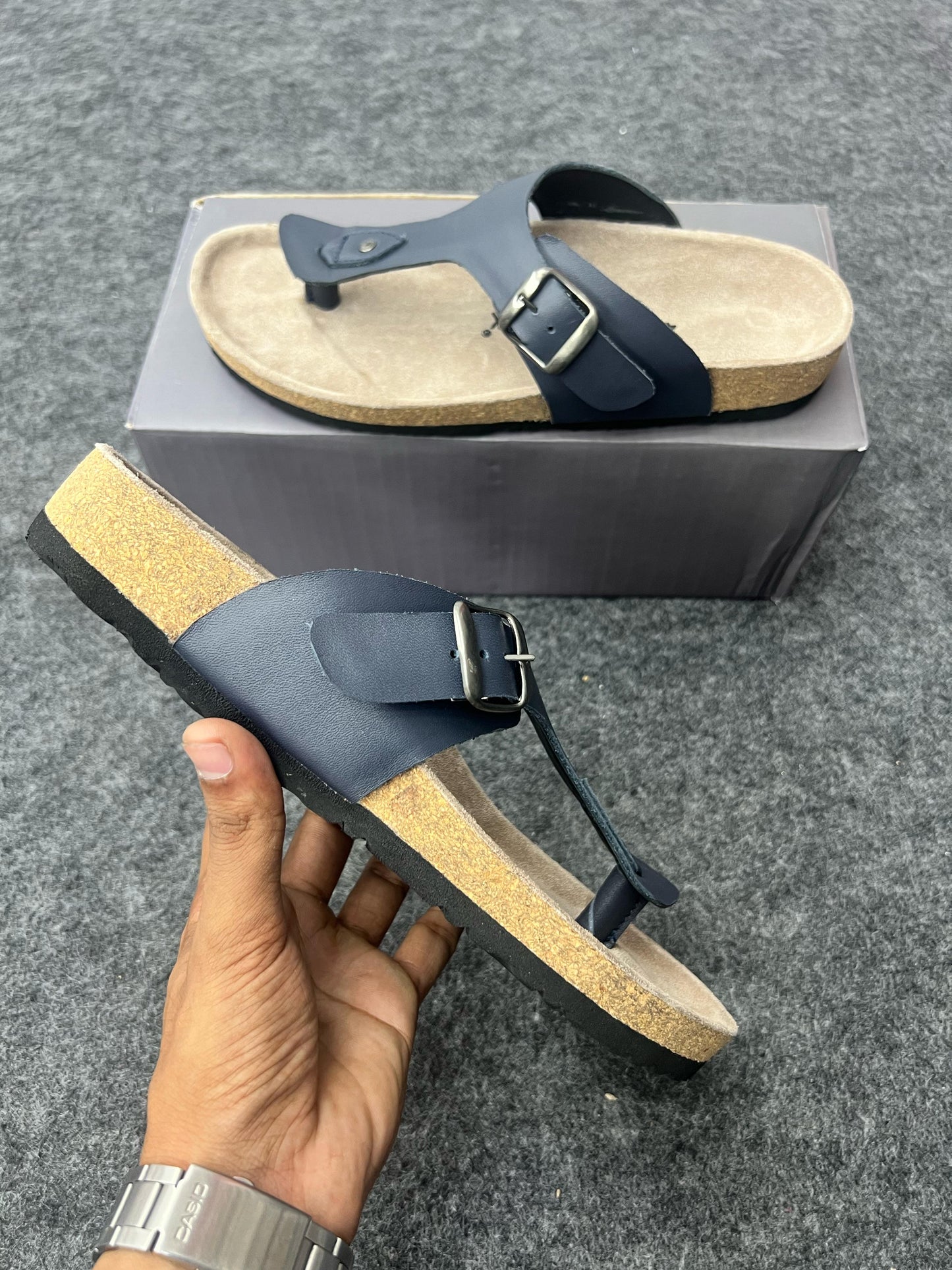 Men’s Navy Blue Buckle Sandals