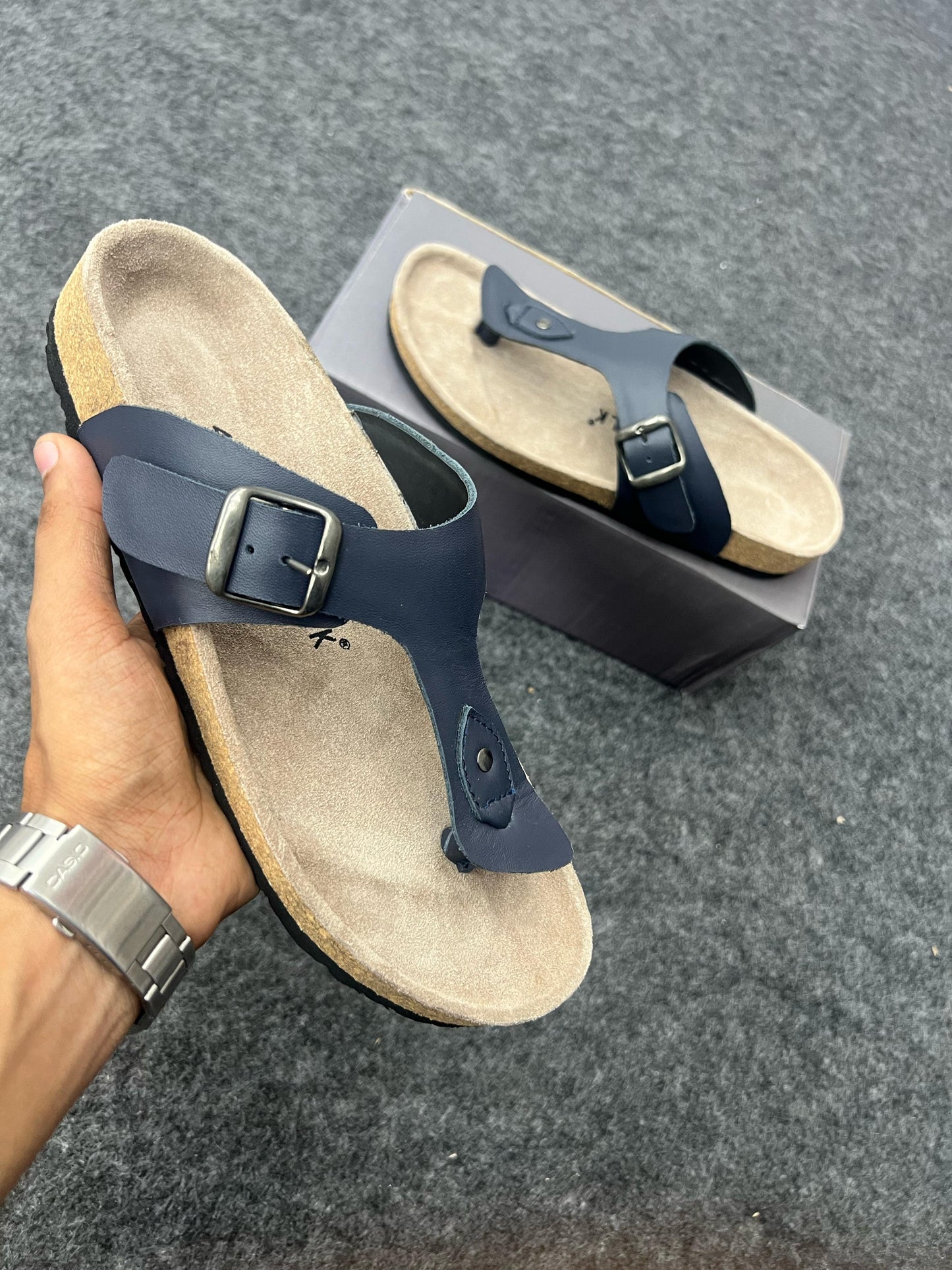 Men’s Navy Blue Buckle Sandals