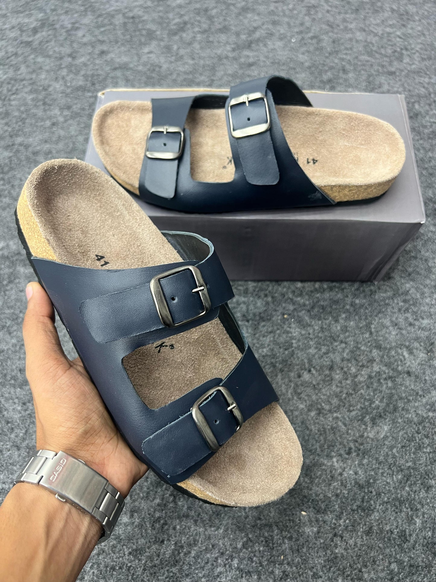 Suede Buckle Sandals