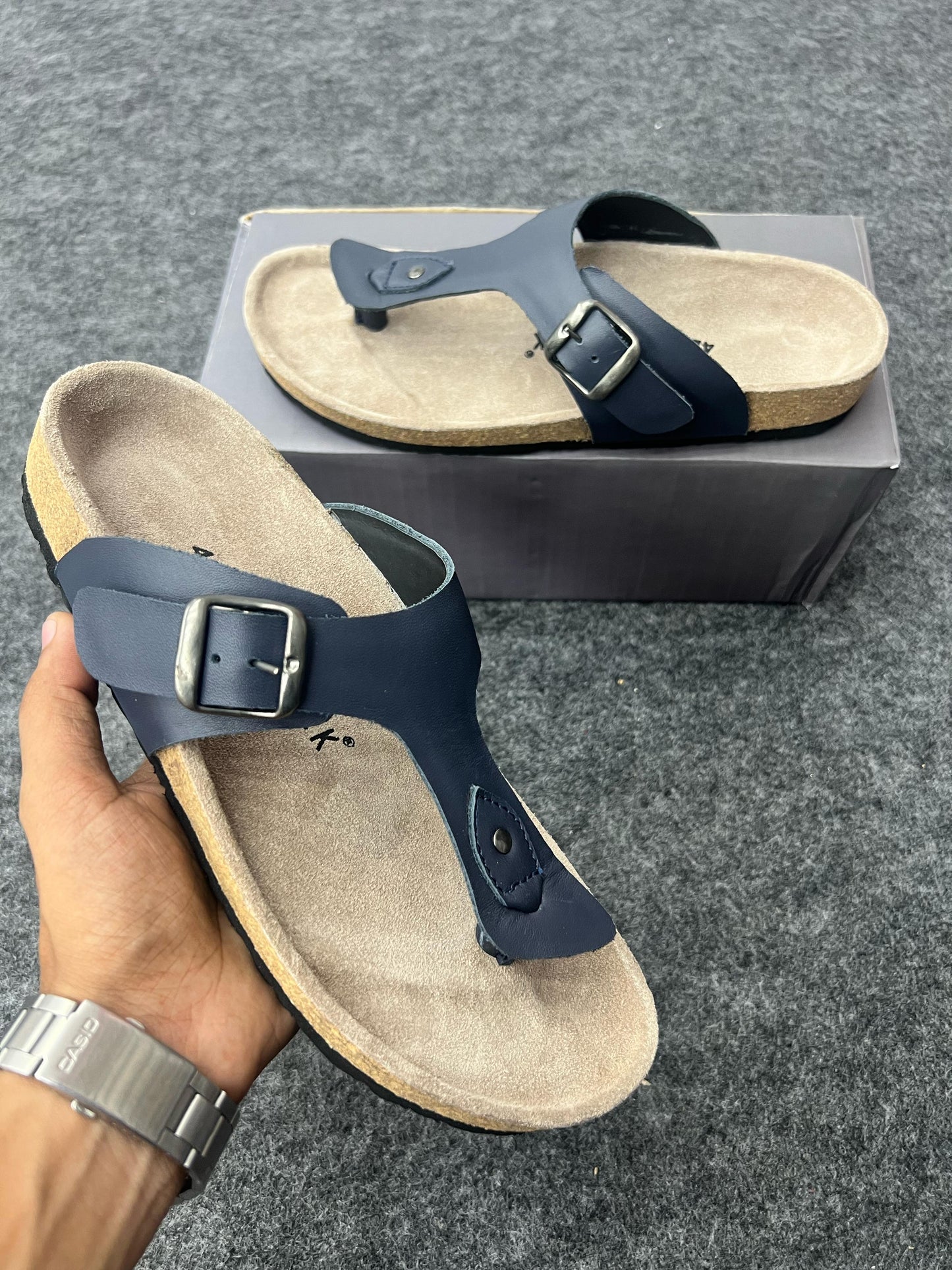 Men’s Navy Blue Buckle Sandals