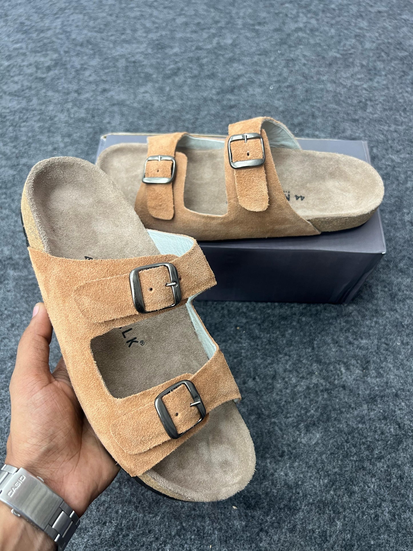 Suede Buckle Sandals