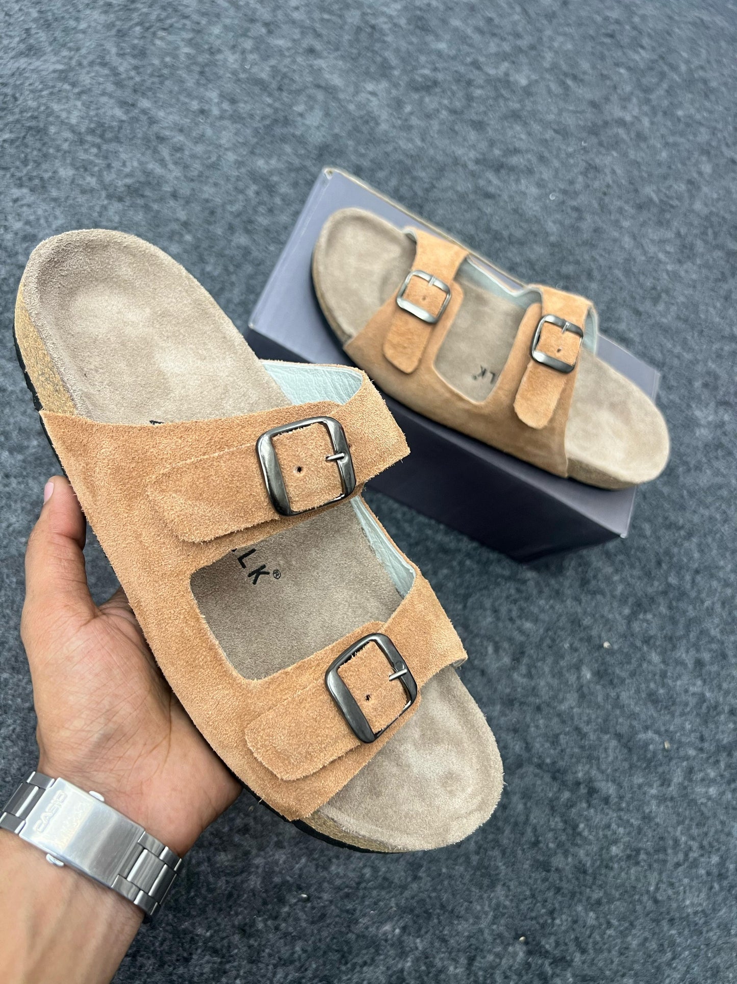 Suede Buckle Sandals