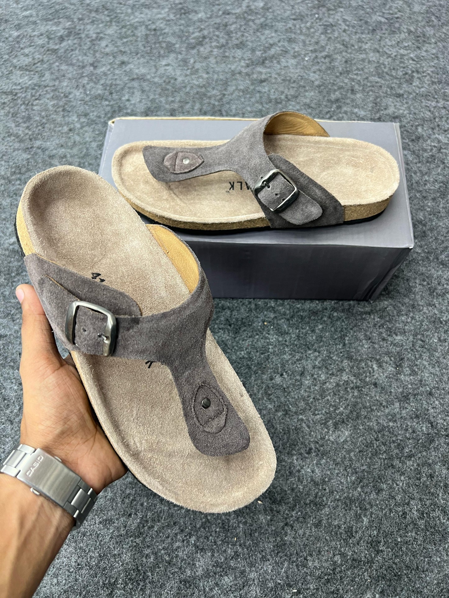 Suede Buckle Sandals