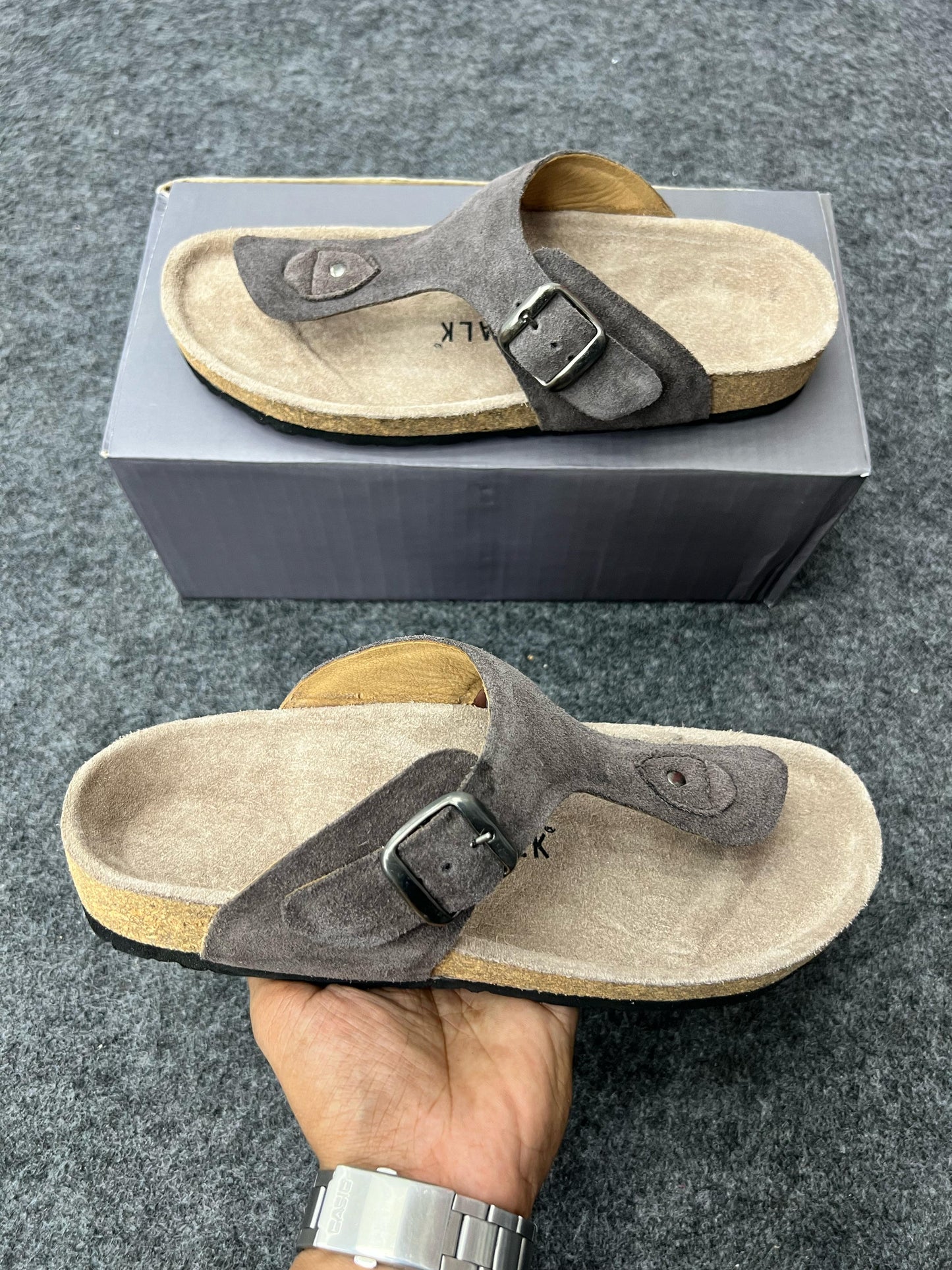Suede Buckle Sandals