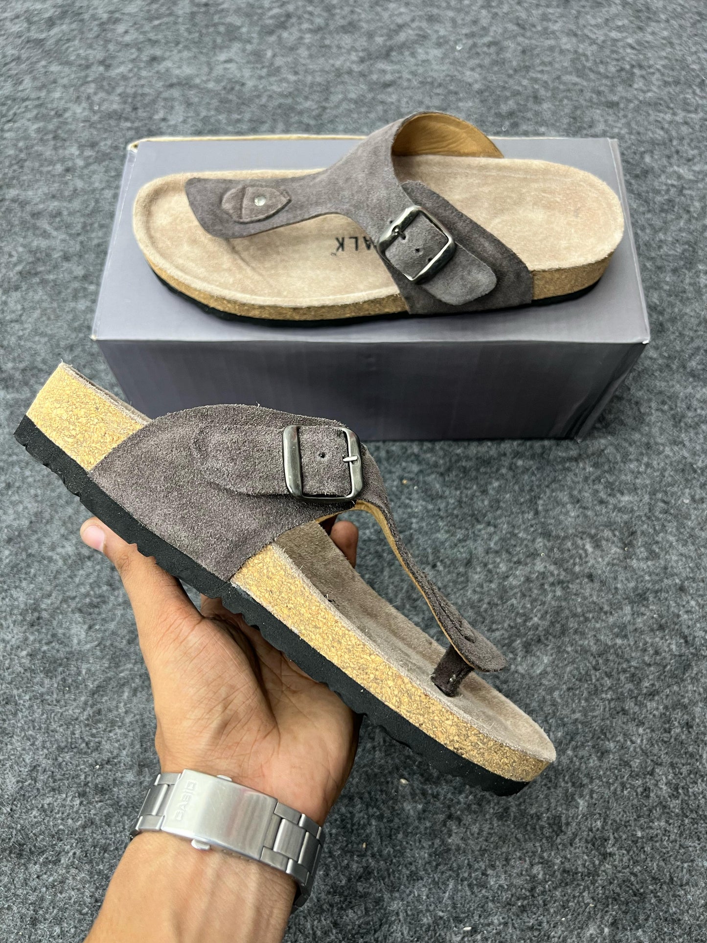 Suede Buckle Sandals
