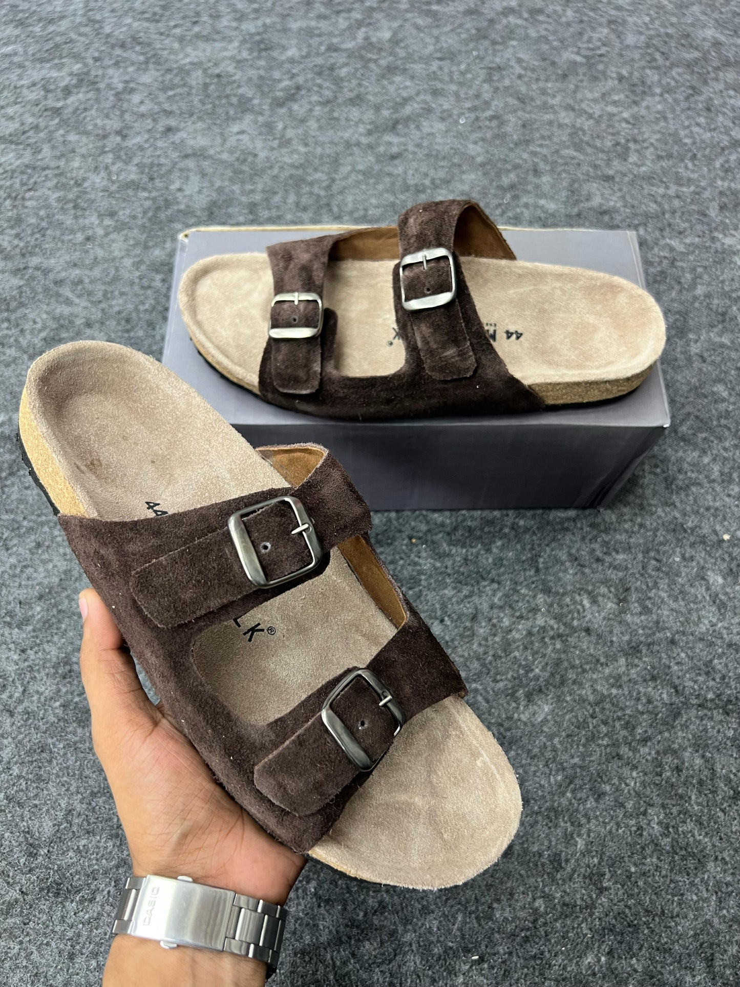 Suede Buckle Sandals