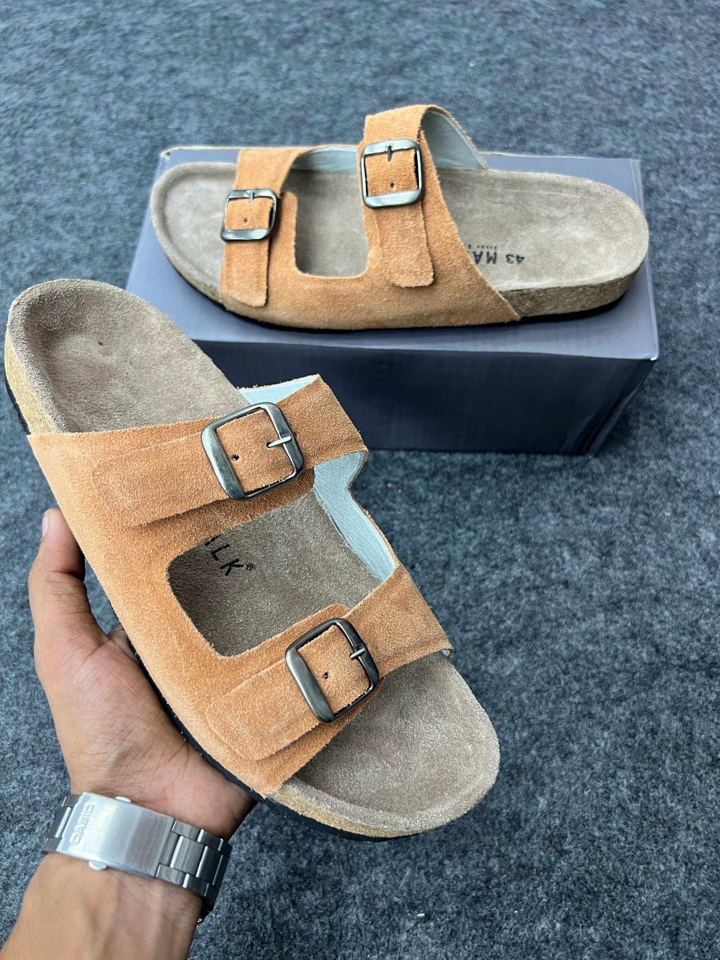 Suede Buckle Sandals