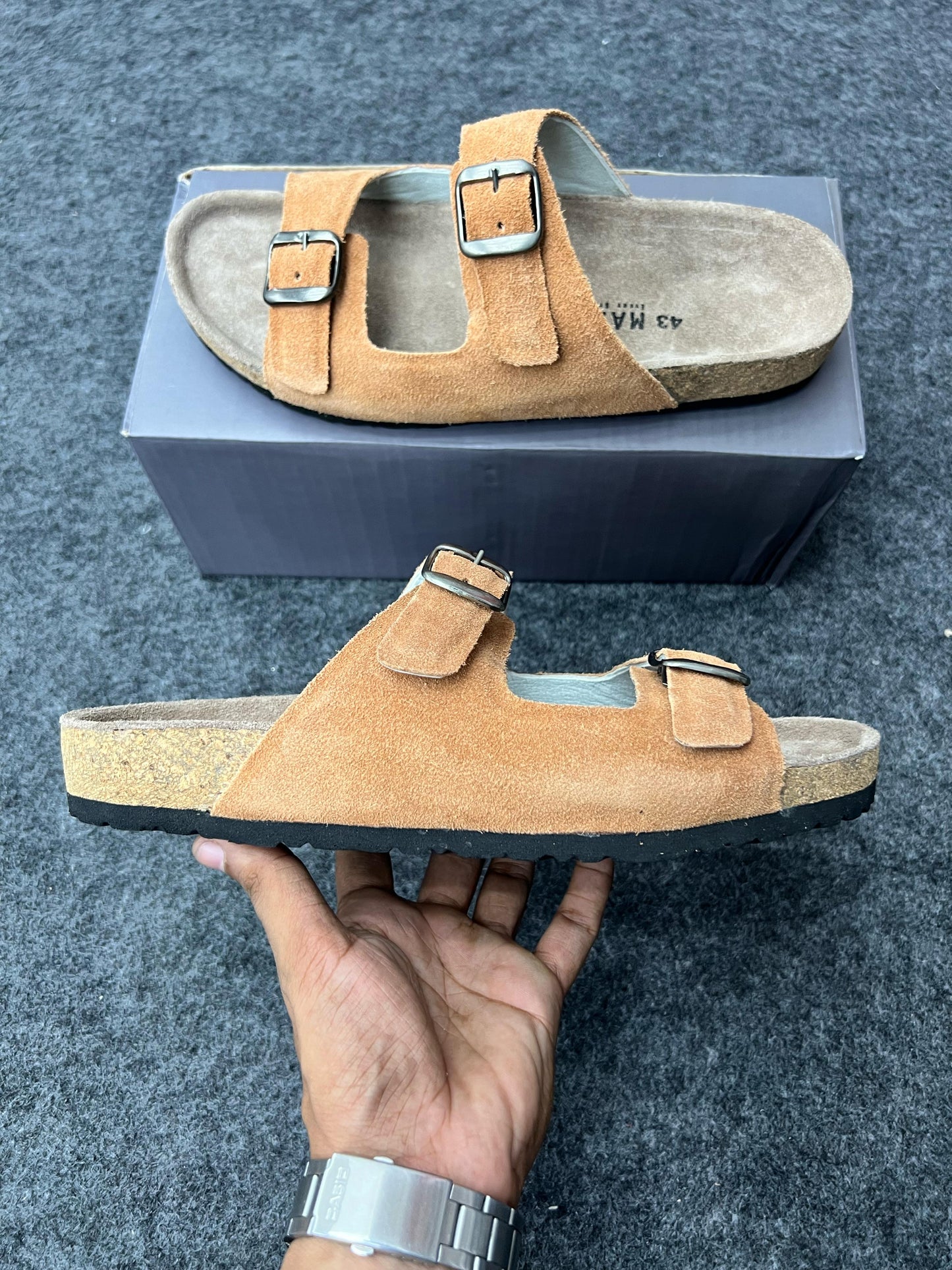 Suede Buckle Sandals