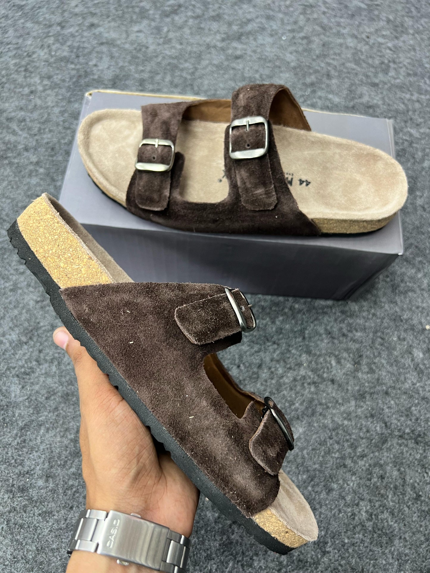 Suede Buckle Sandals