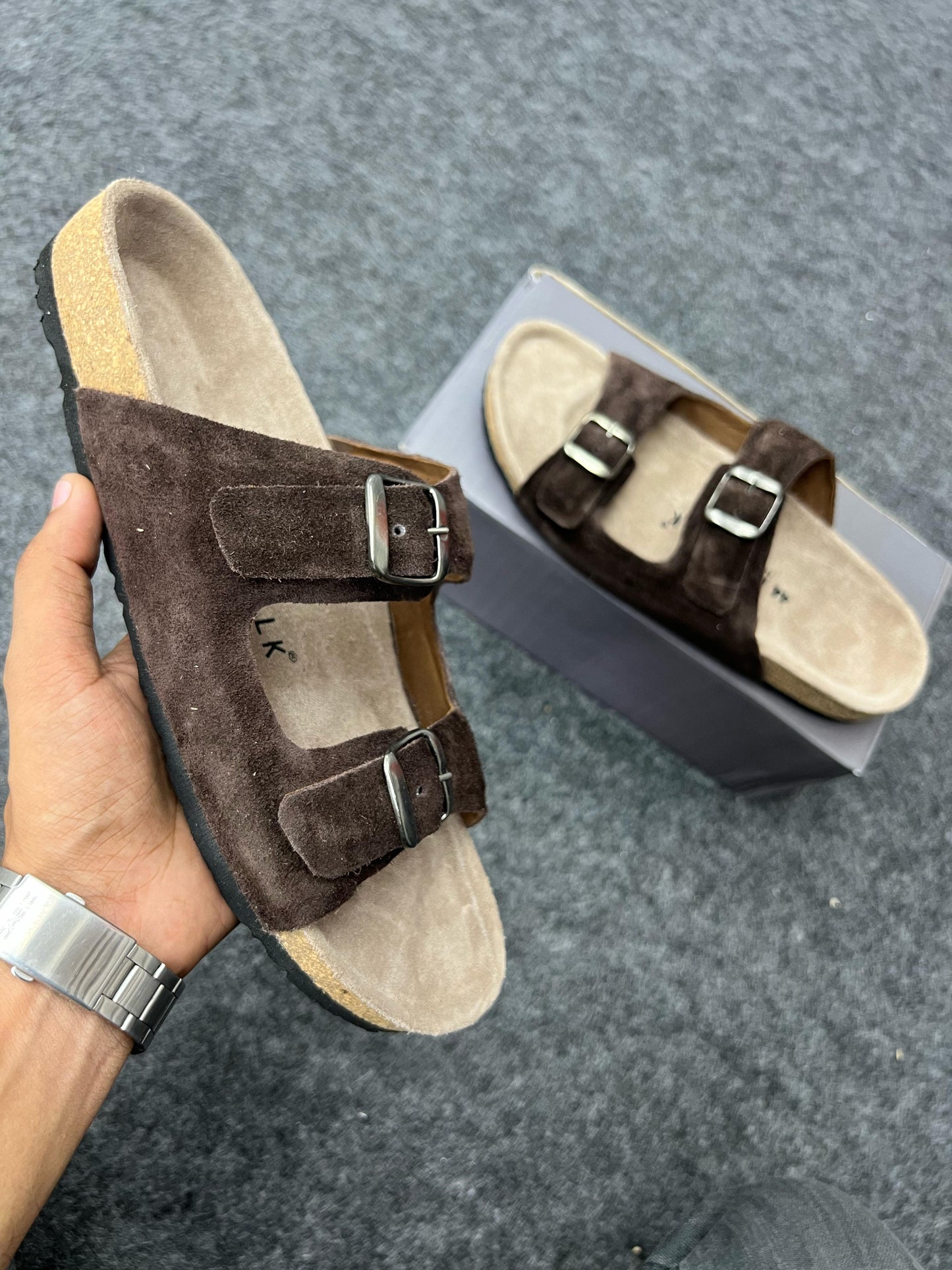 Suede Buckle Sandals