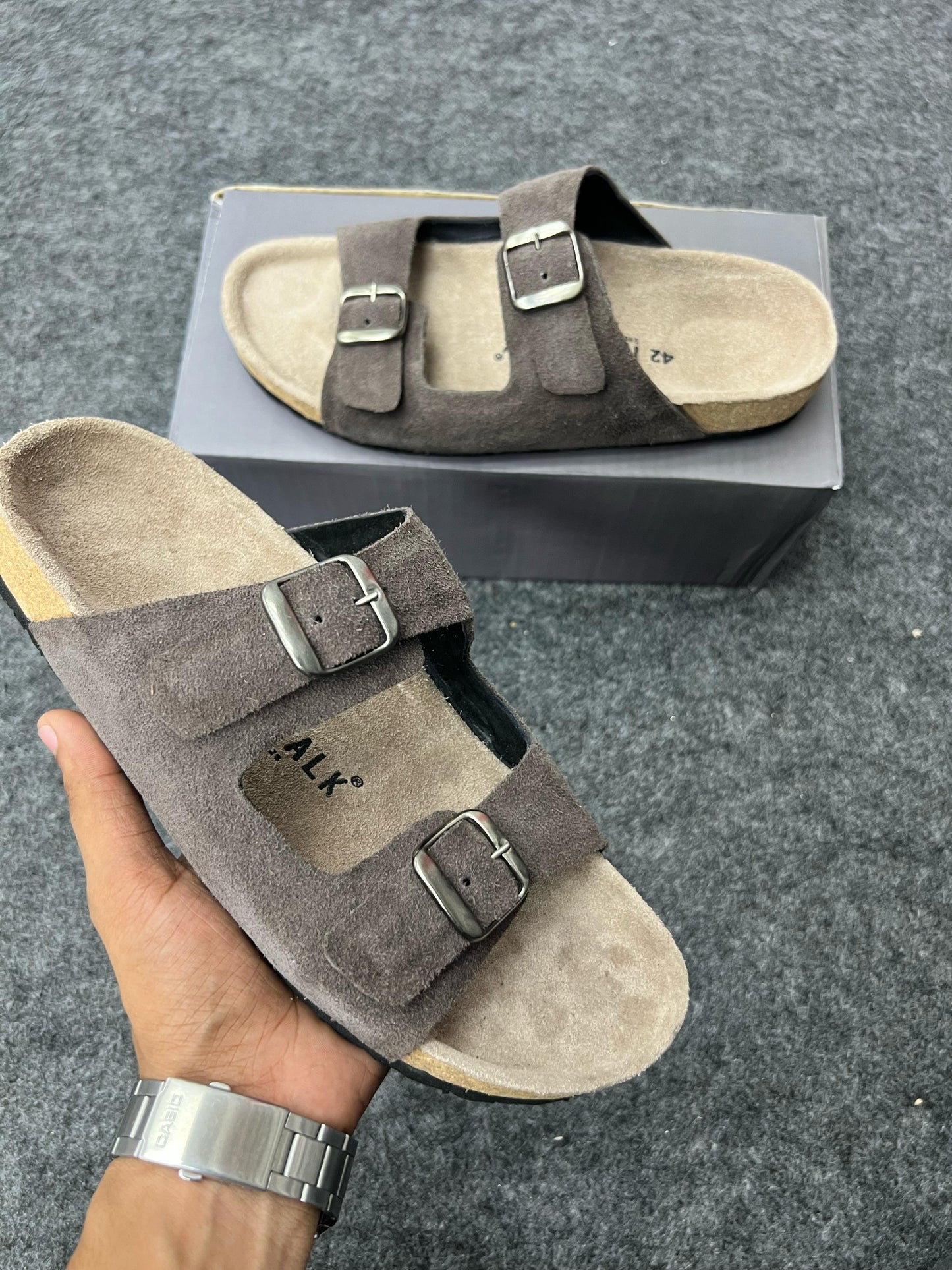 Suede Buckle Sandals