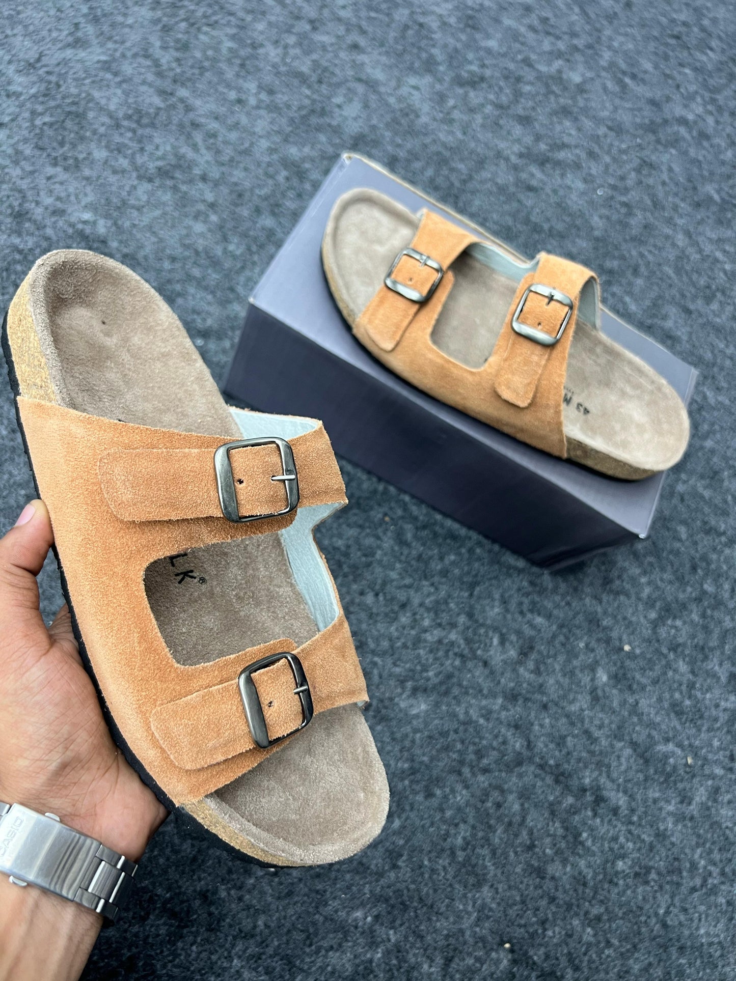 Suede Buckle Sandals