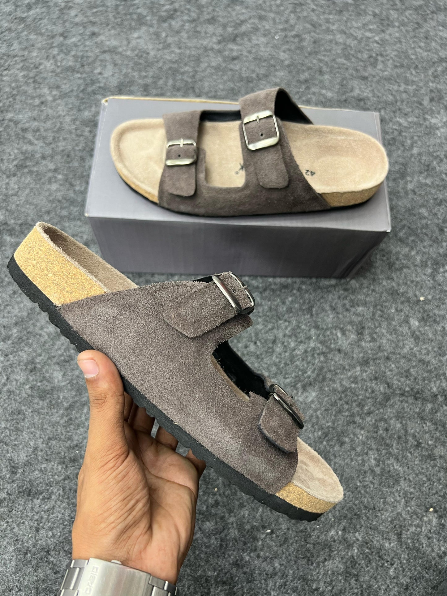 Suede Buckle Sandals