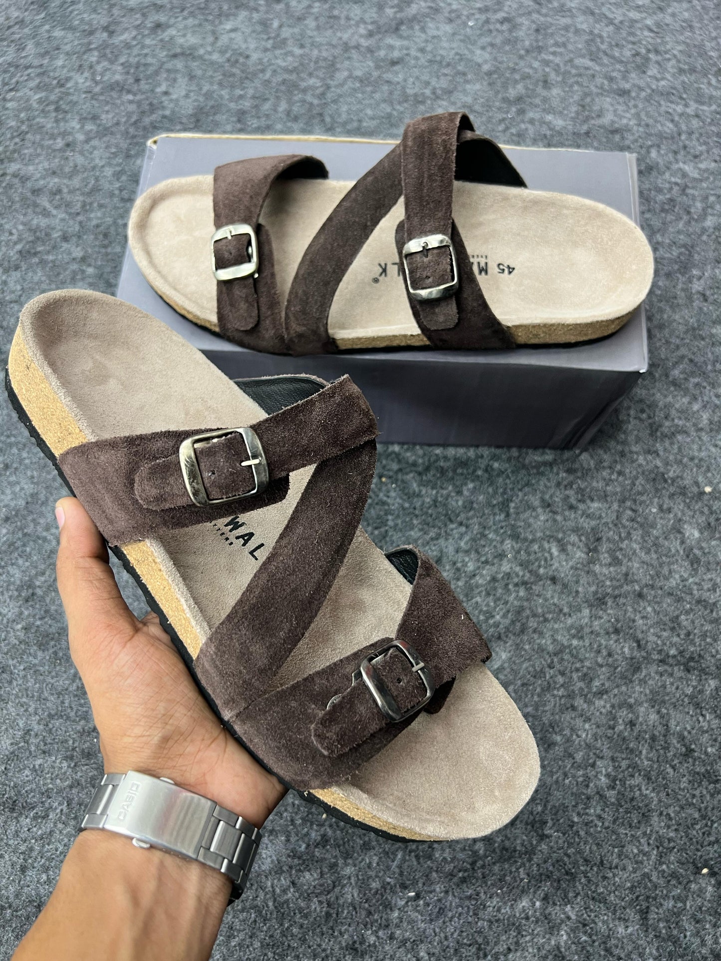 Suede Buckle Sandals
