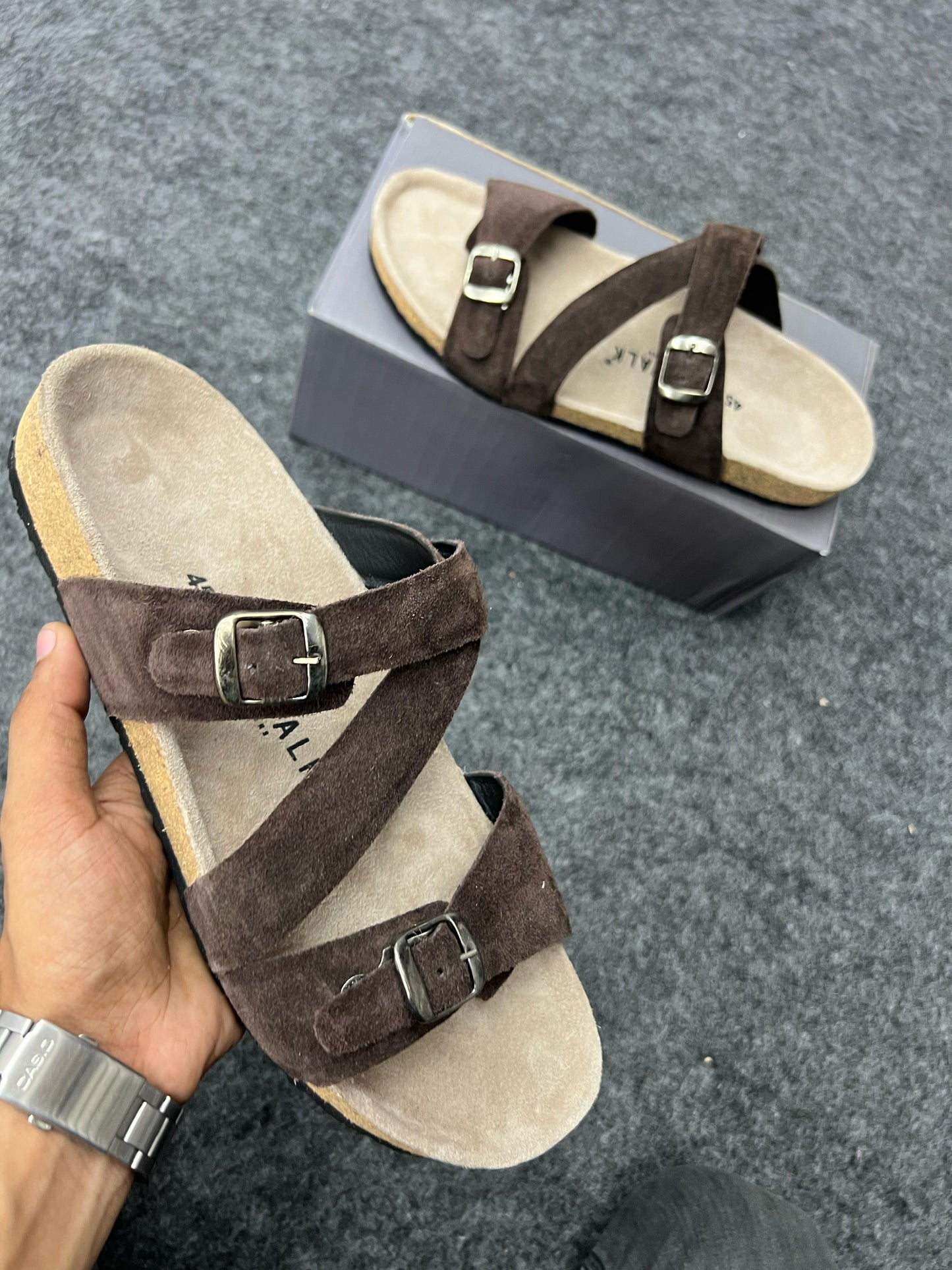 Suede Buckle Sandals