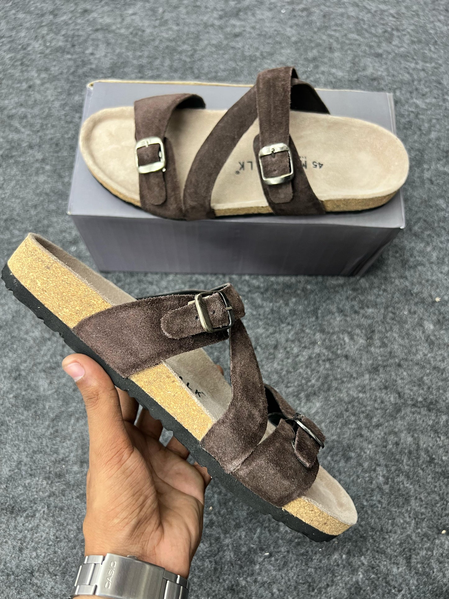 Suede Buckle Sandals