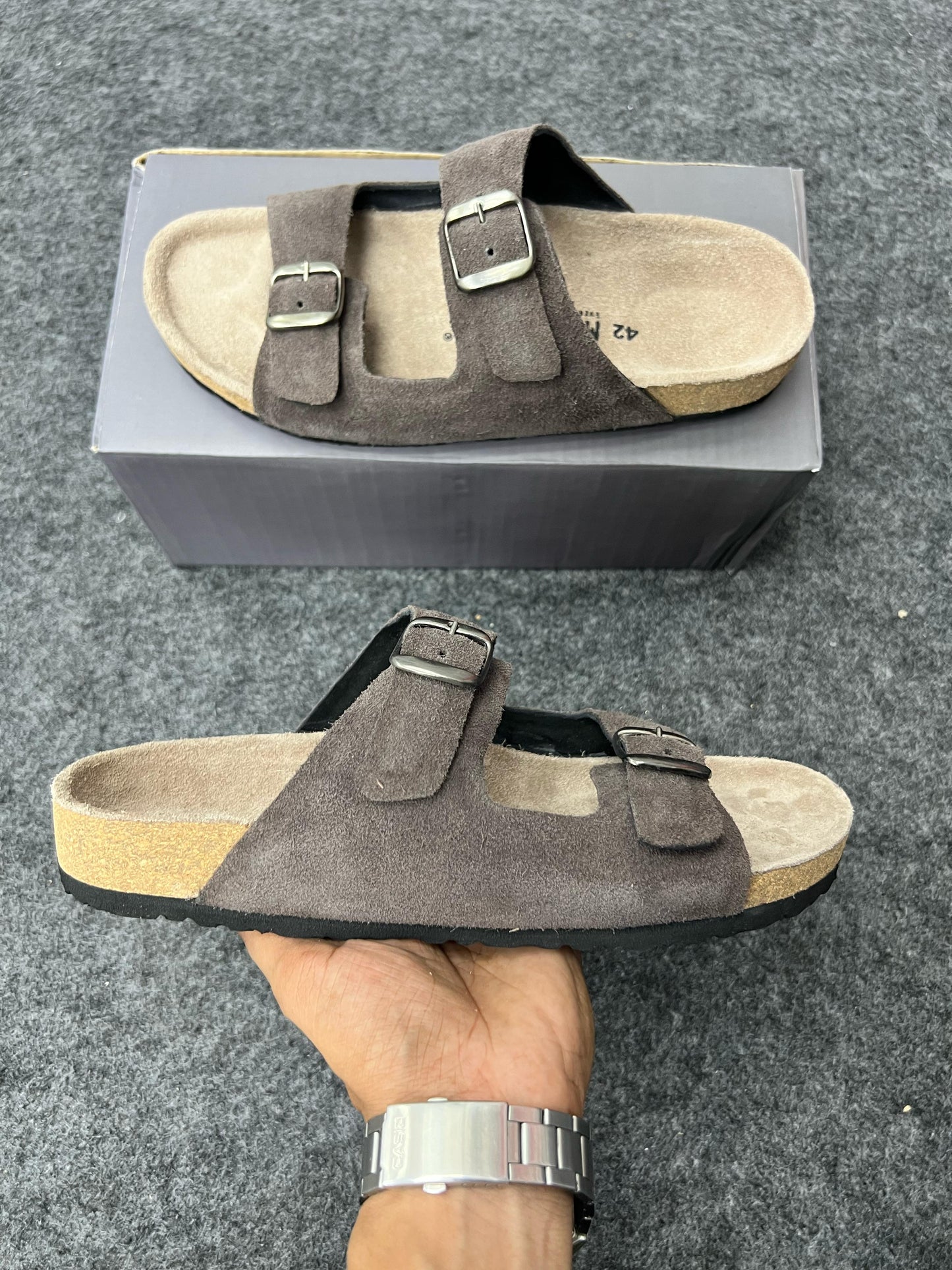 Suede Buckle Sandals