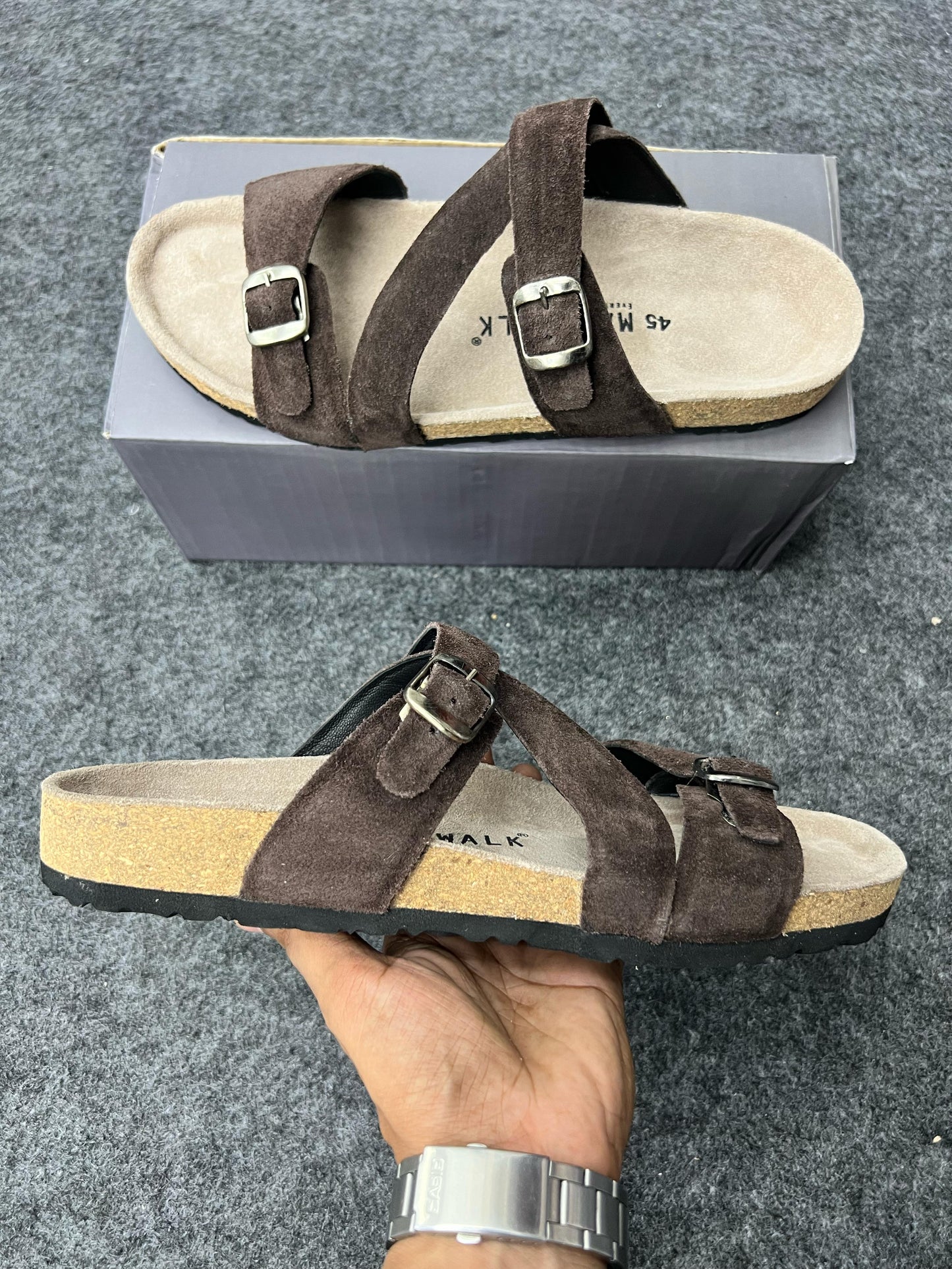 Suede Buckle Sandals