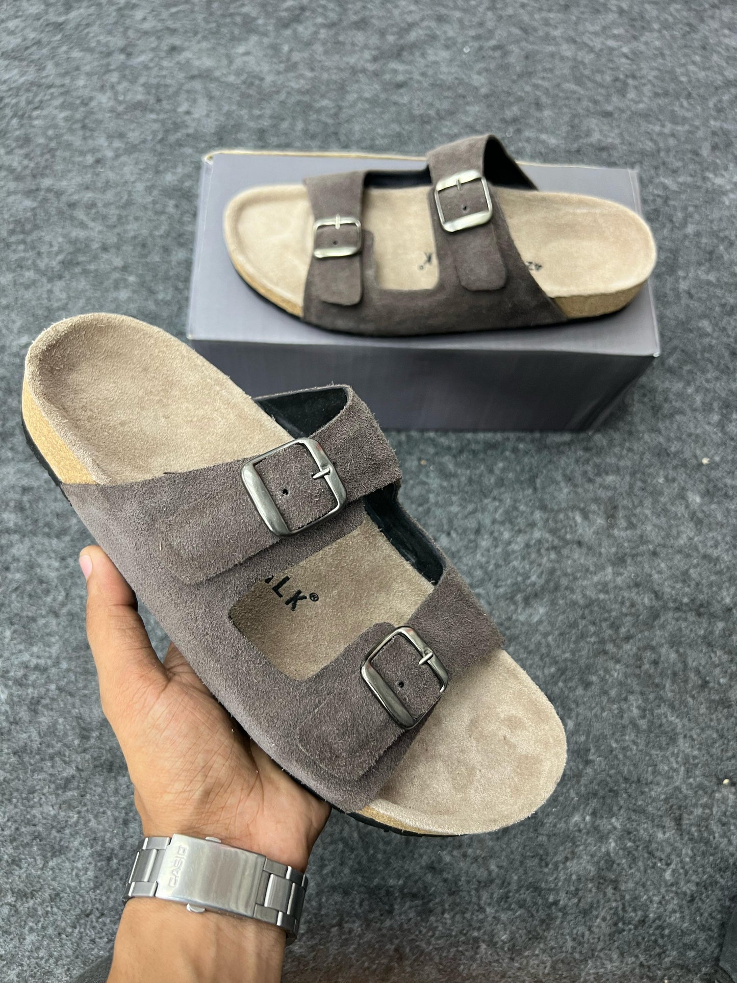 Suede Buckle Sandals