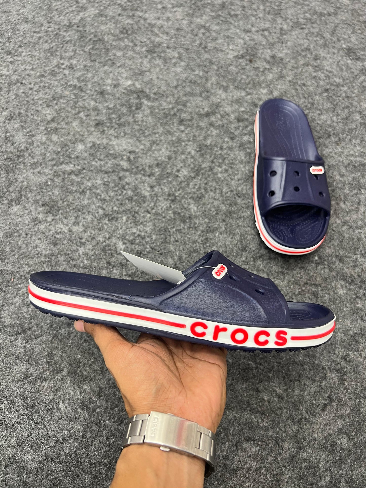 Crocs Navy Slides