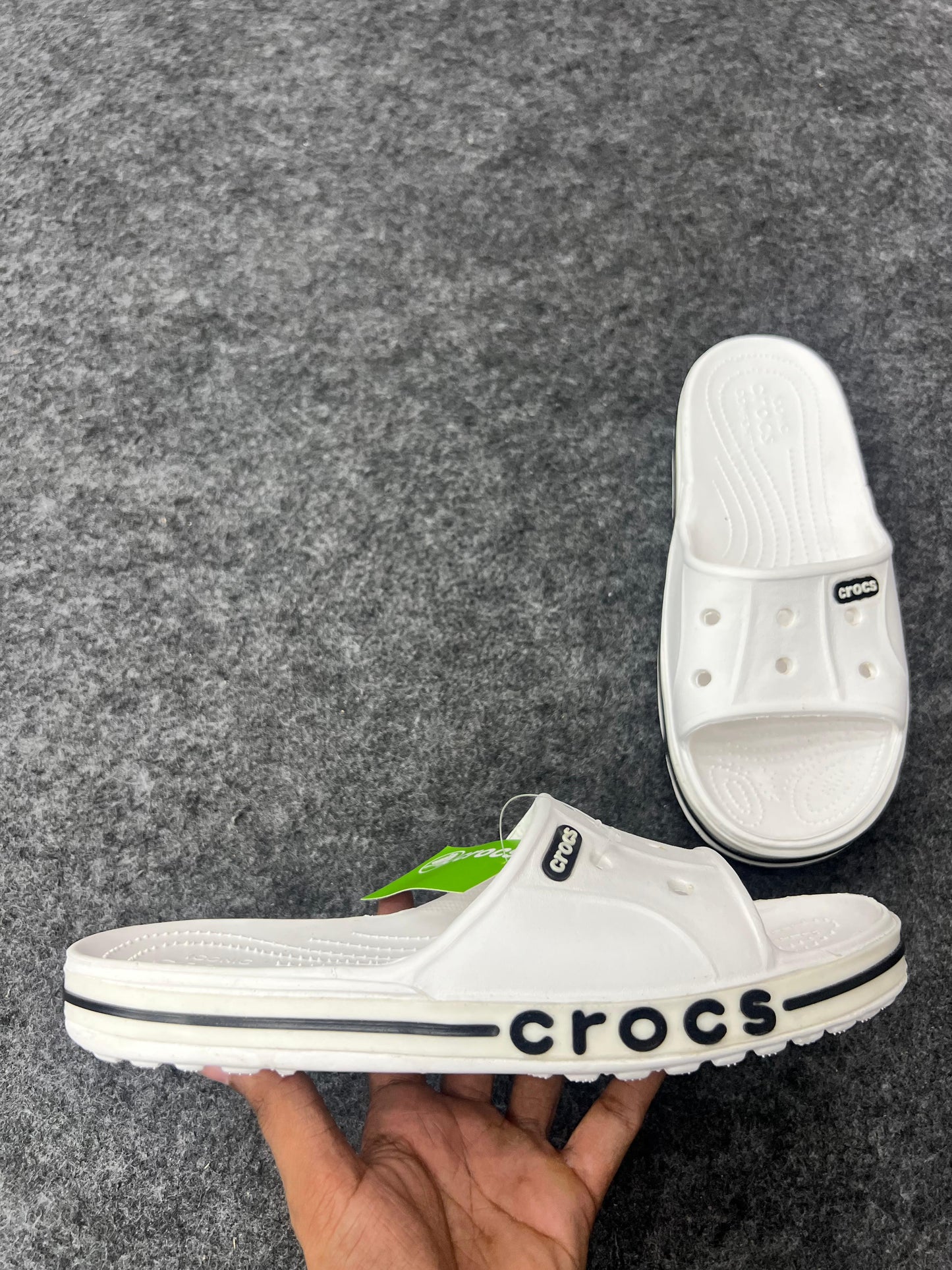 White Crocs Slides