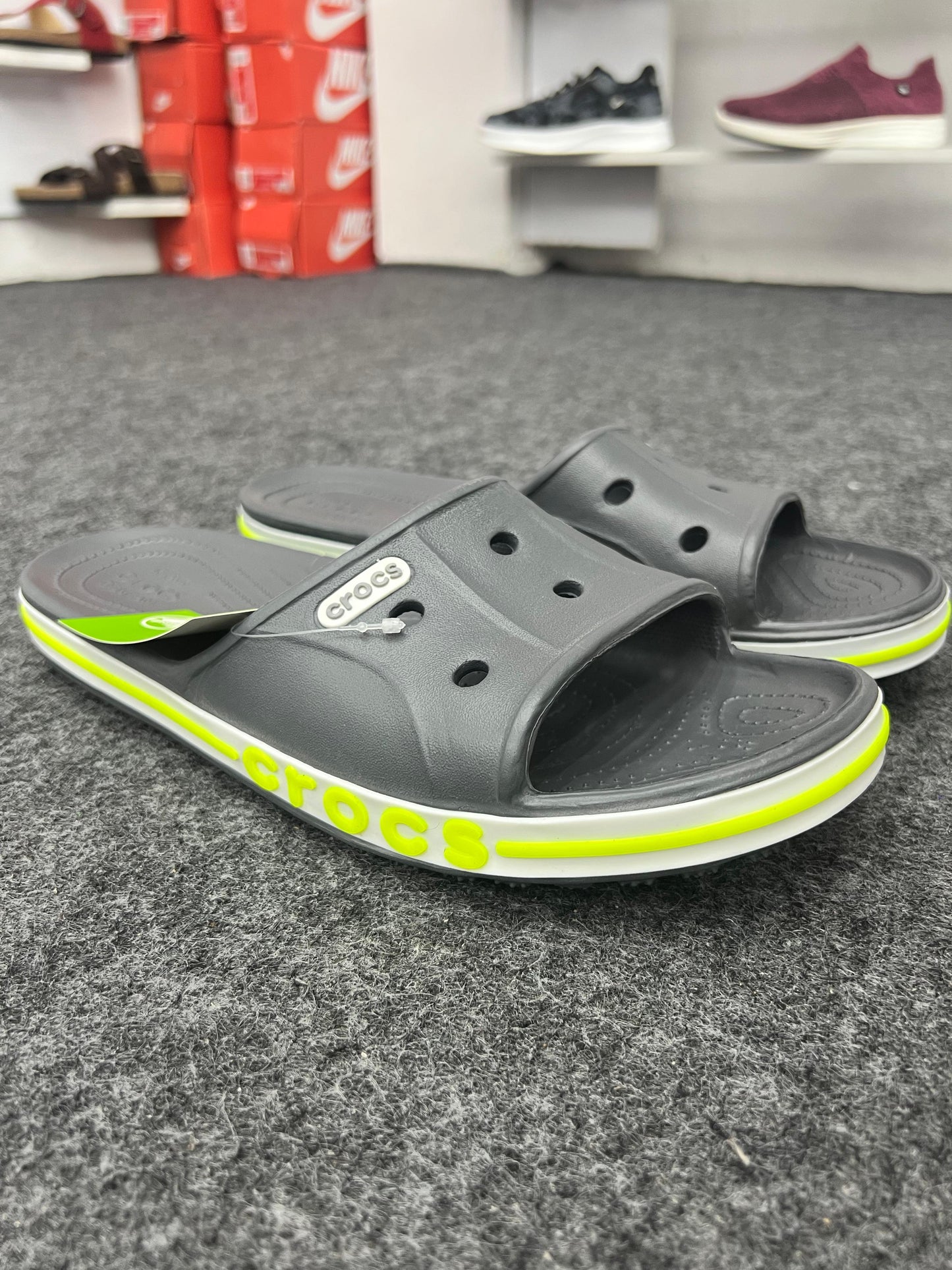 Grey Crocs Slides