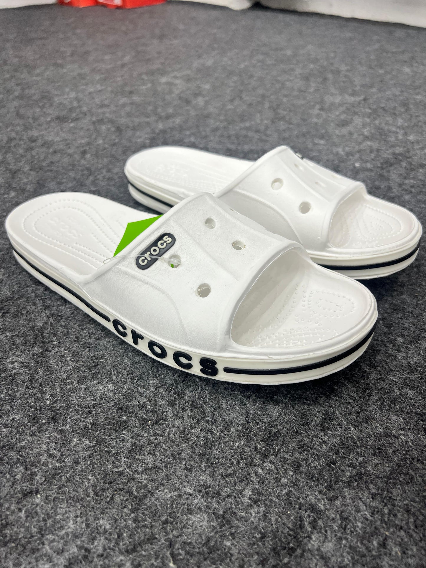 White Crocs Slides