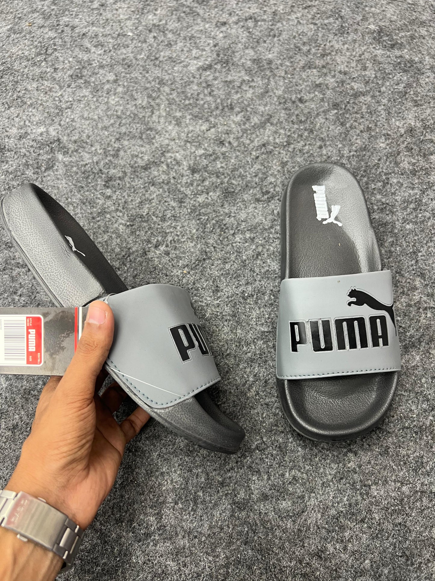 PUMA Grey & Black Slides