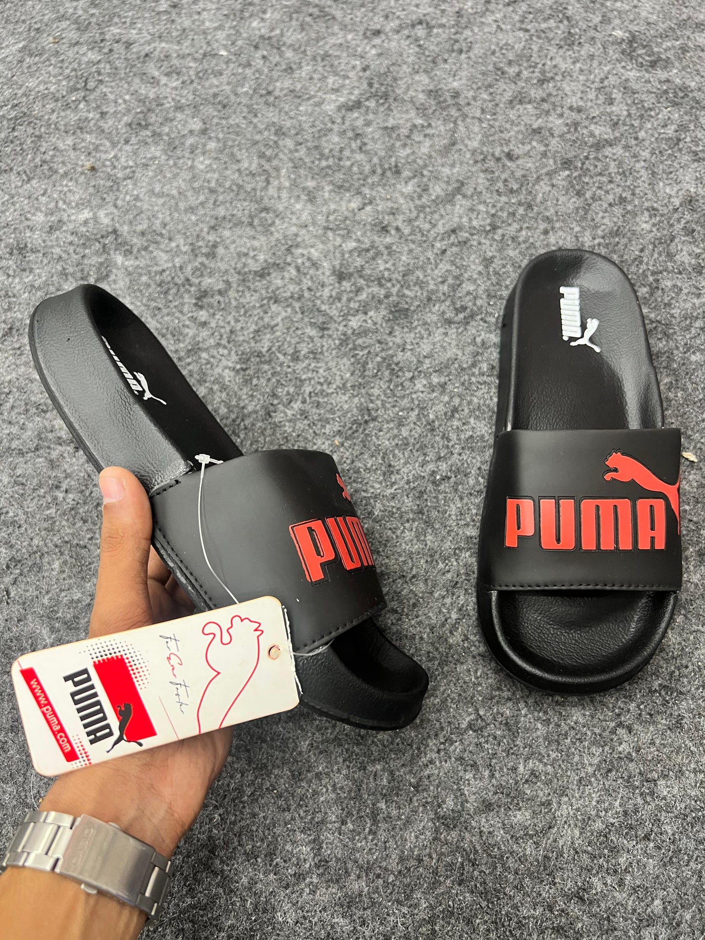Puma Black & Red Slides