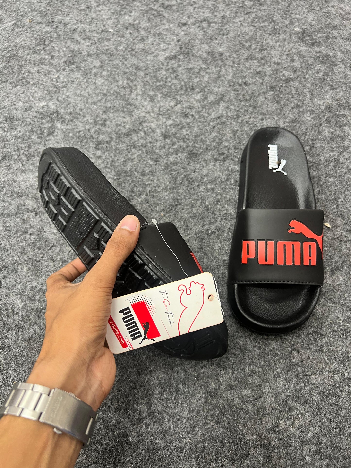 Puma Black & Red Slides