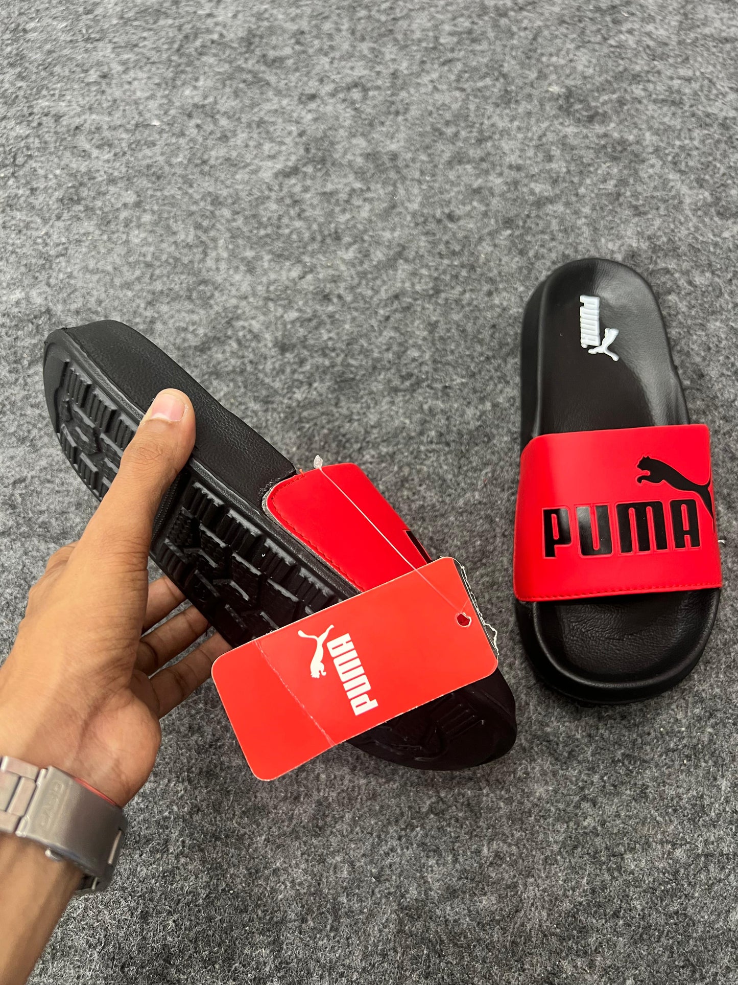 PUMA Red & Black Slides