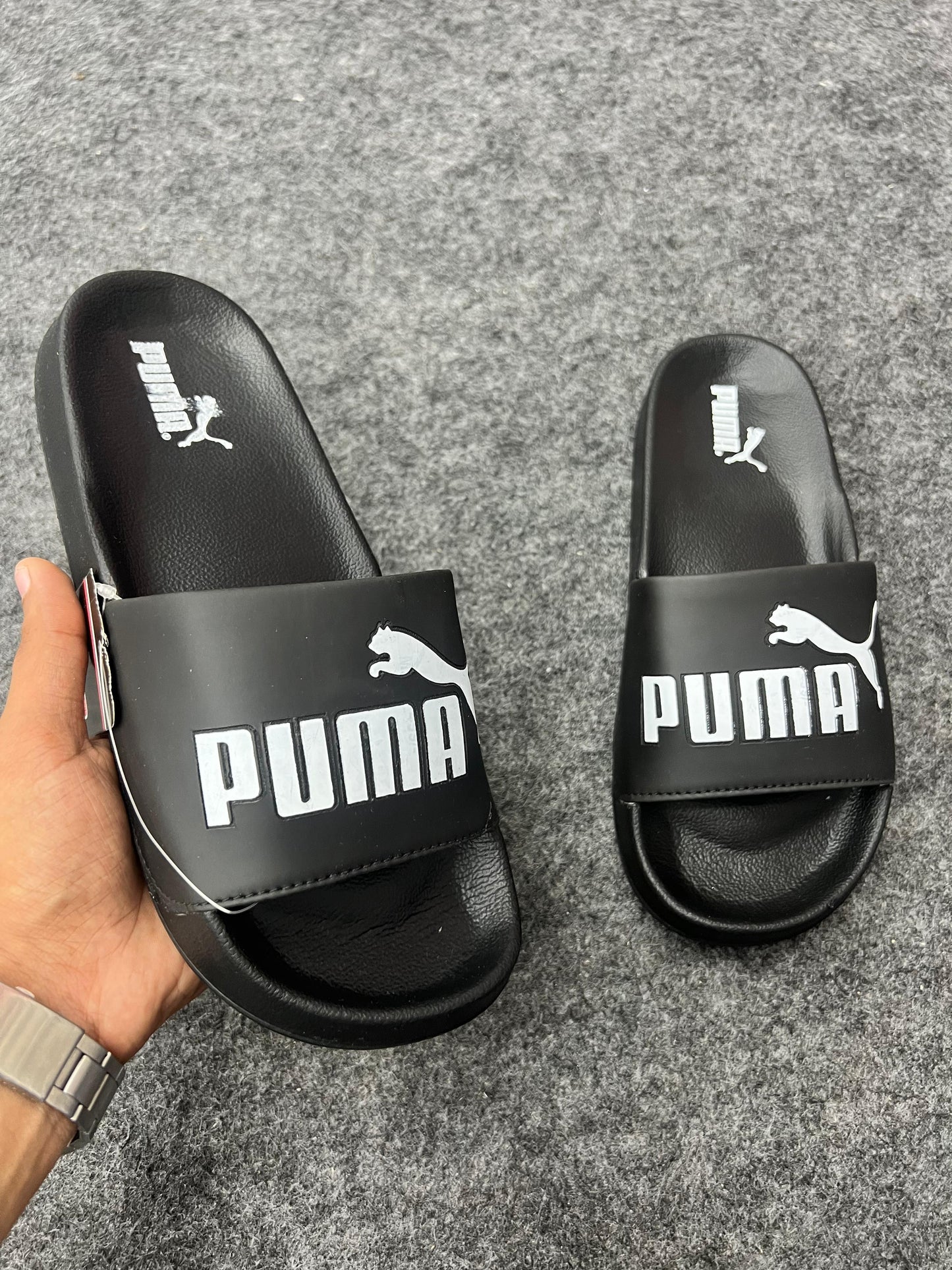 Puma Black & White Slides