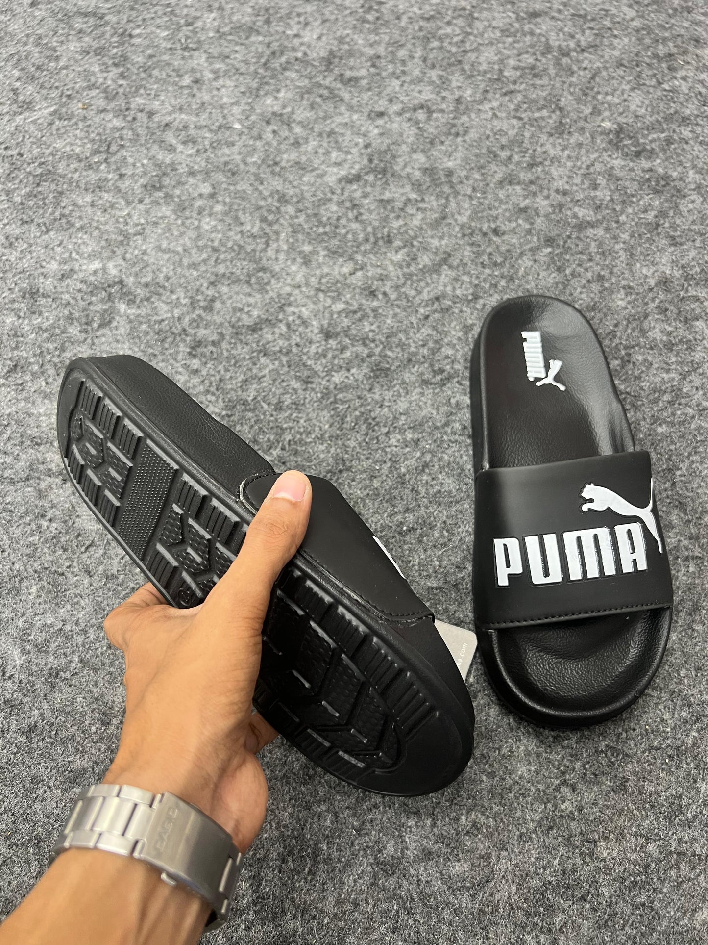 Puma Black & White Slides
