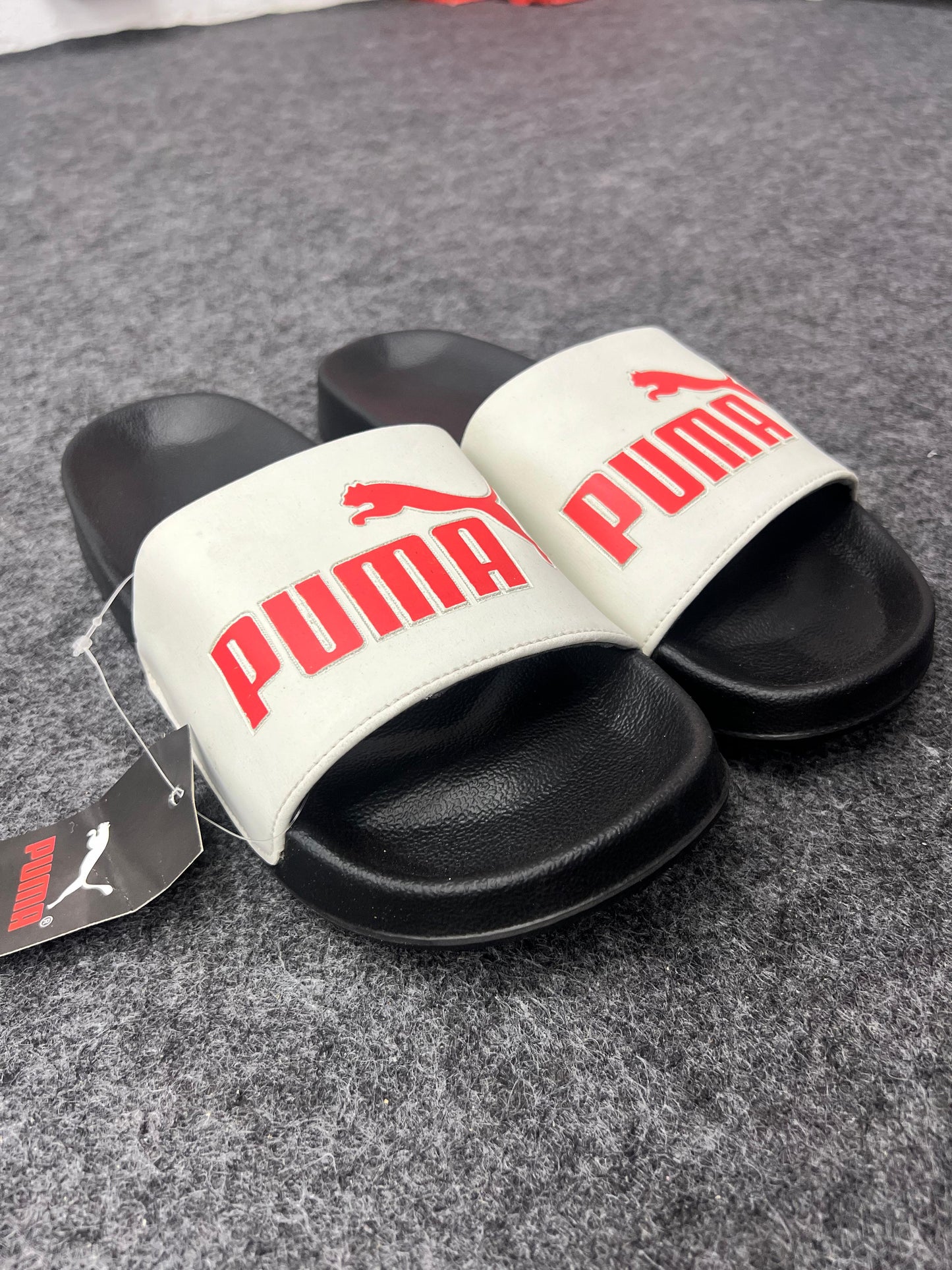 PUMA White & Black Slides