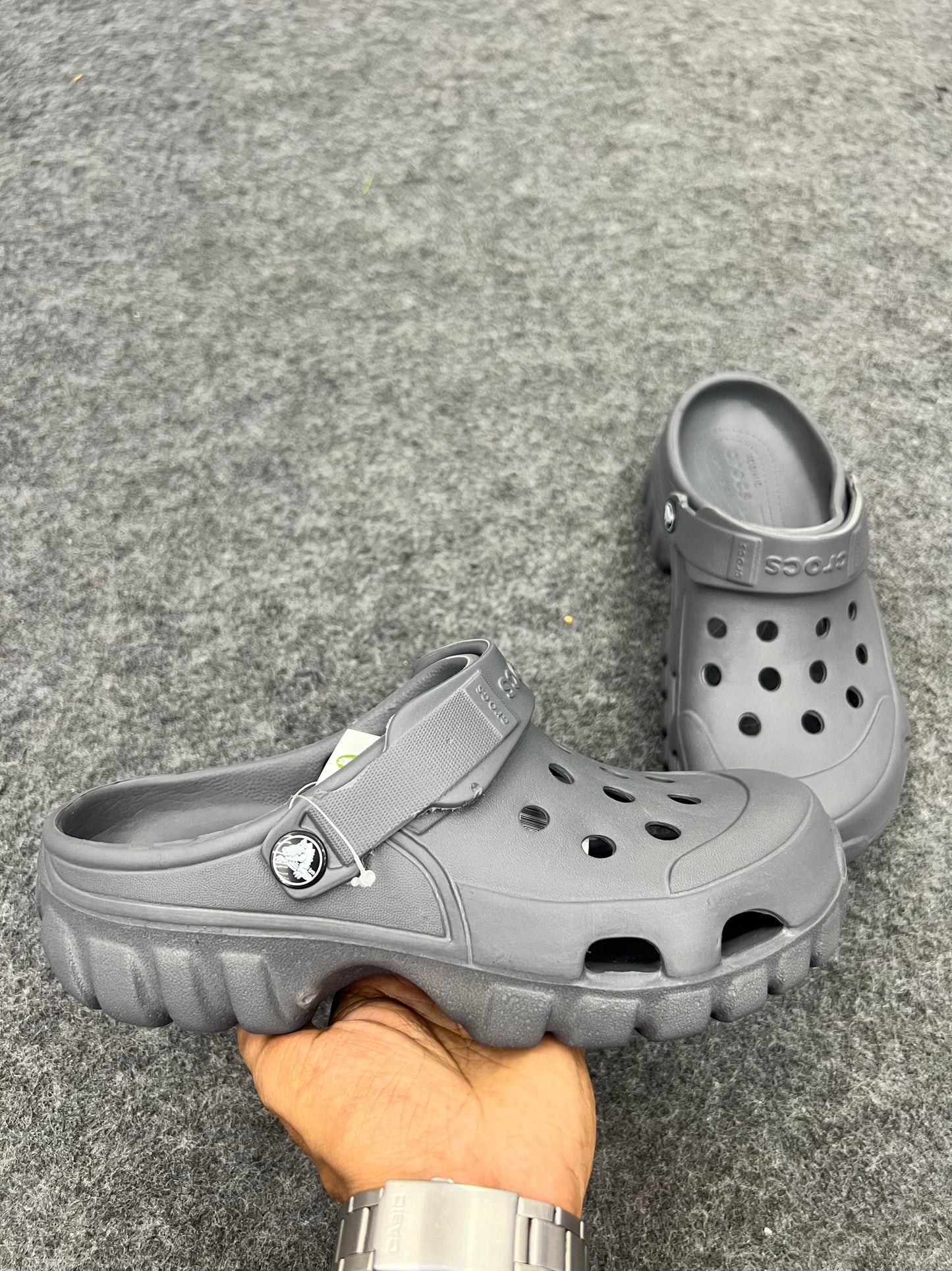 Rugged Grey Utility Clogs