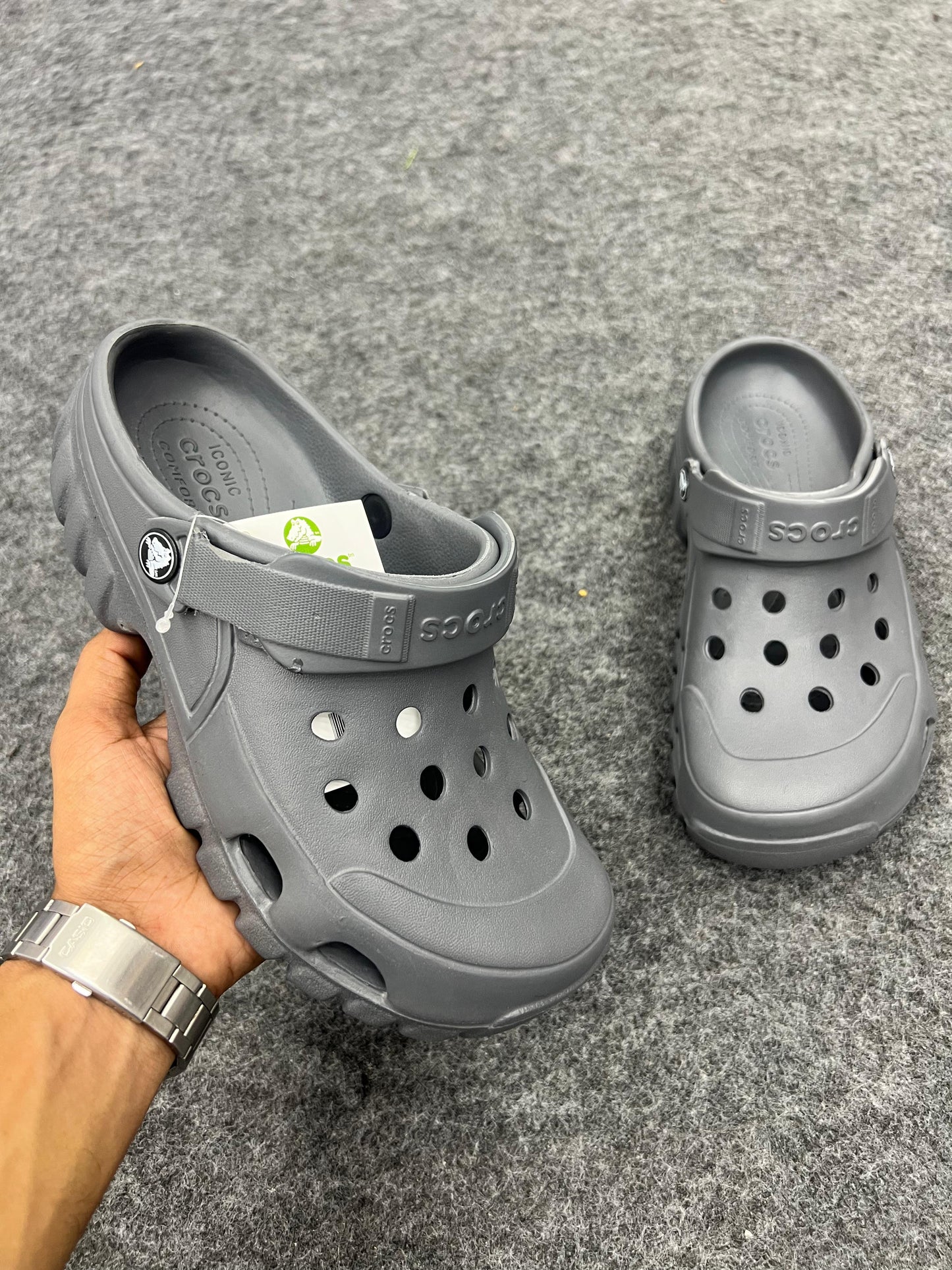 Rugged Grey Utility Clogs