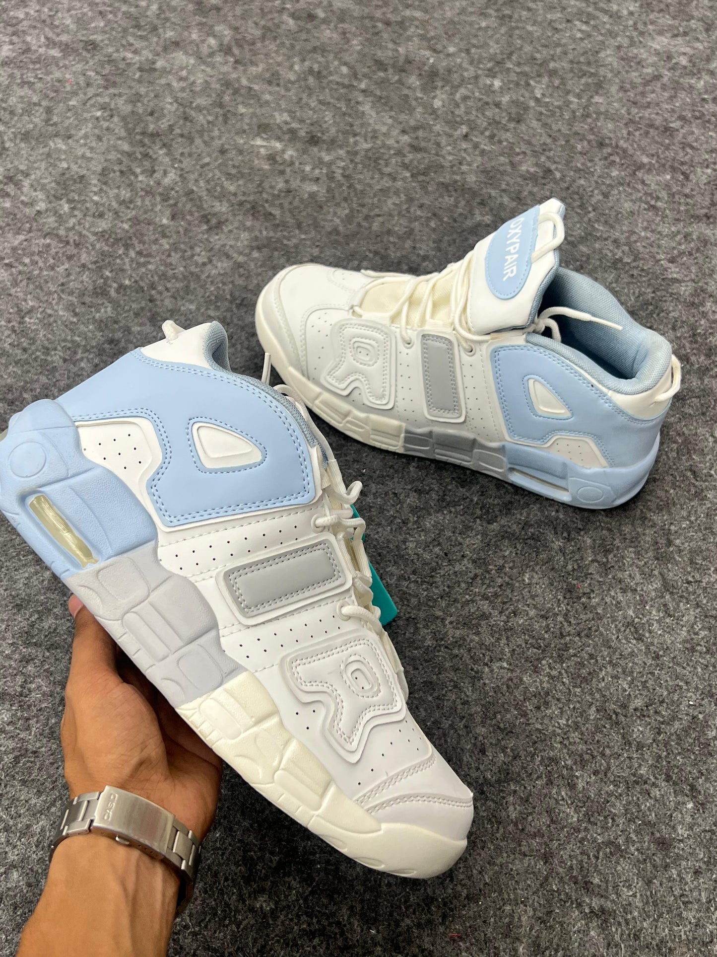 OXYPAIR AIR Retro Sneakers – White & Baby Blue