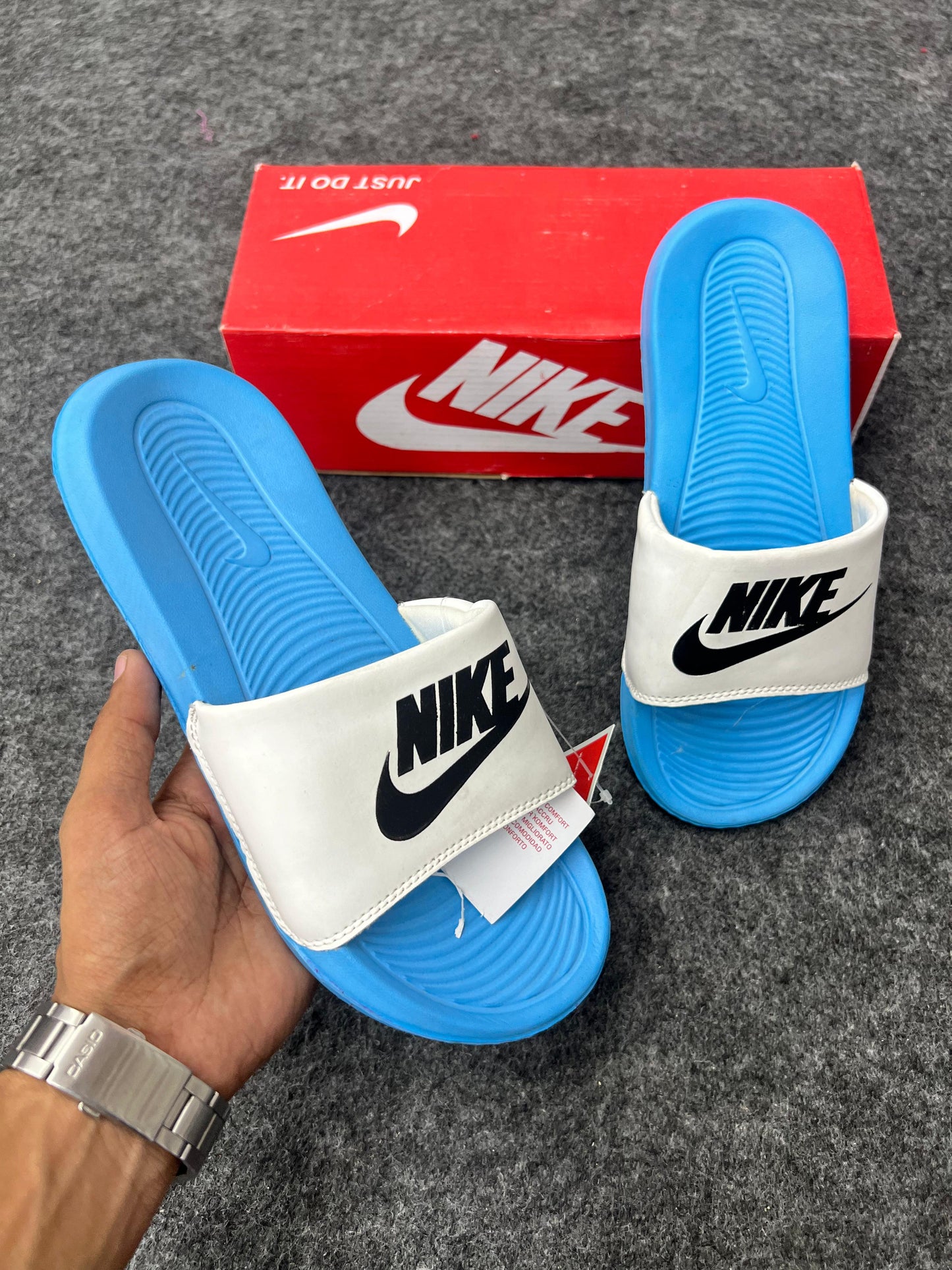 Nike Blue Slides